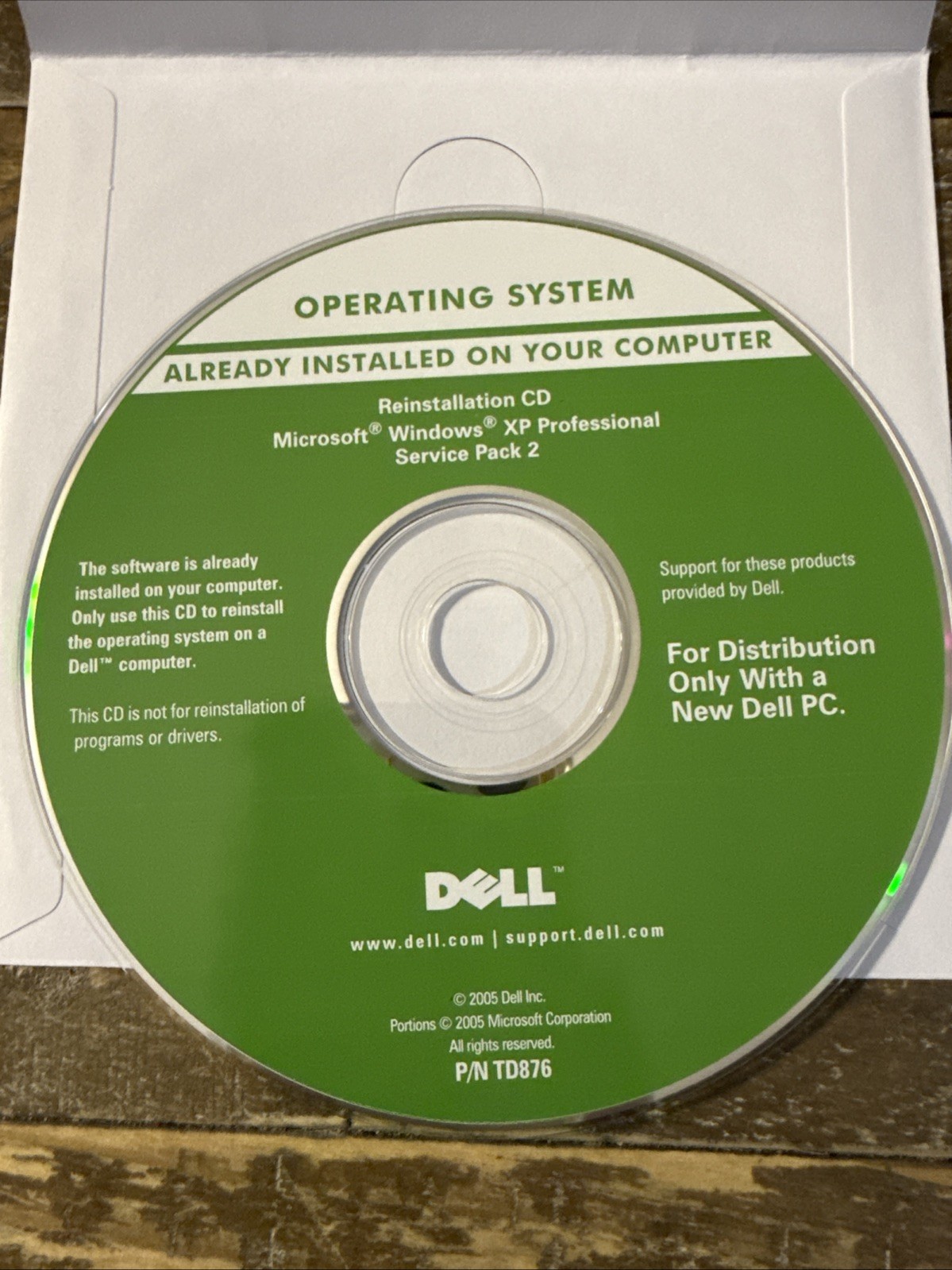 Dell Operating System Windows XP Professional Software PC Cd Rom