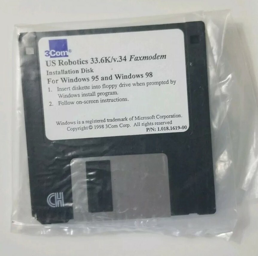 US Robotics 33.6K Fax Modem Installation Diskette Floppy Disk for Win 95 98