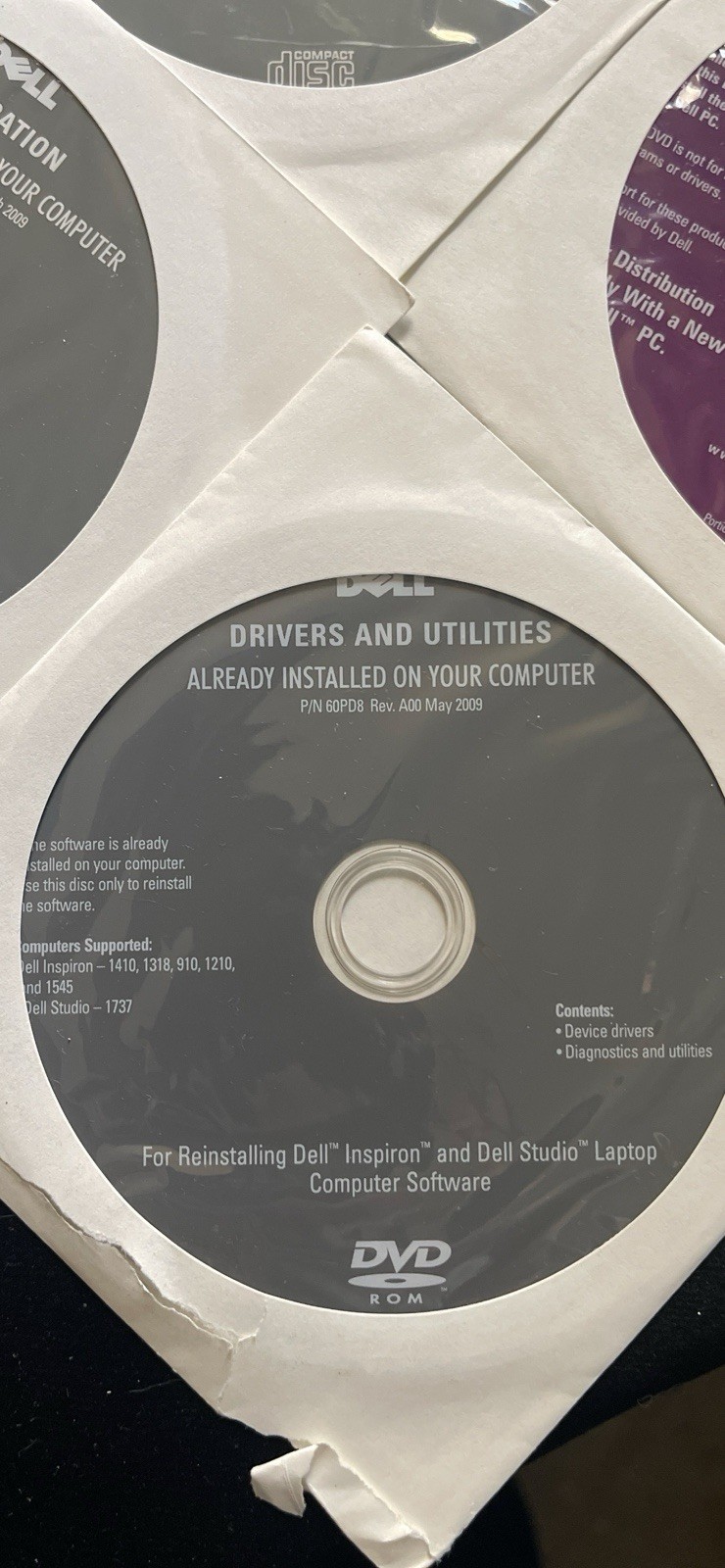 Lot of 4 Install Discs 2009 Dell Inspiron Dell Studio Drivers & More Software
