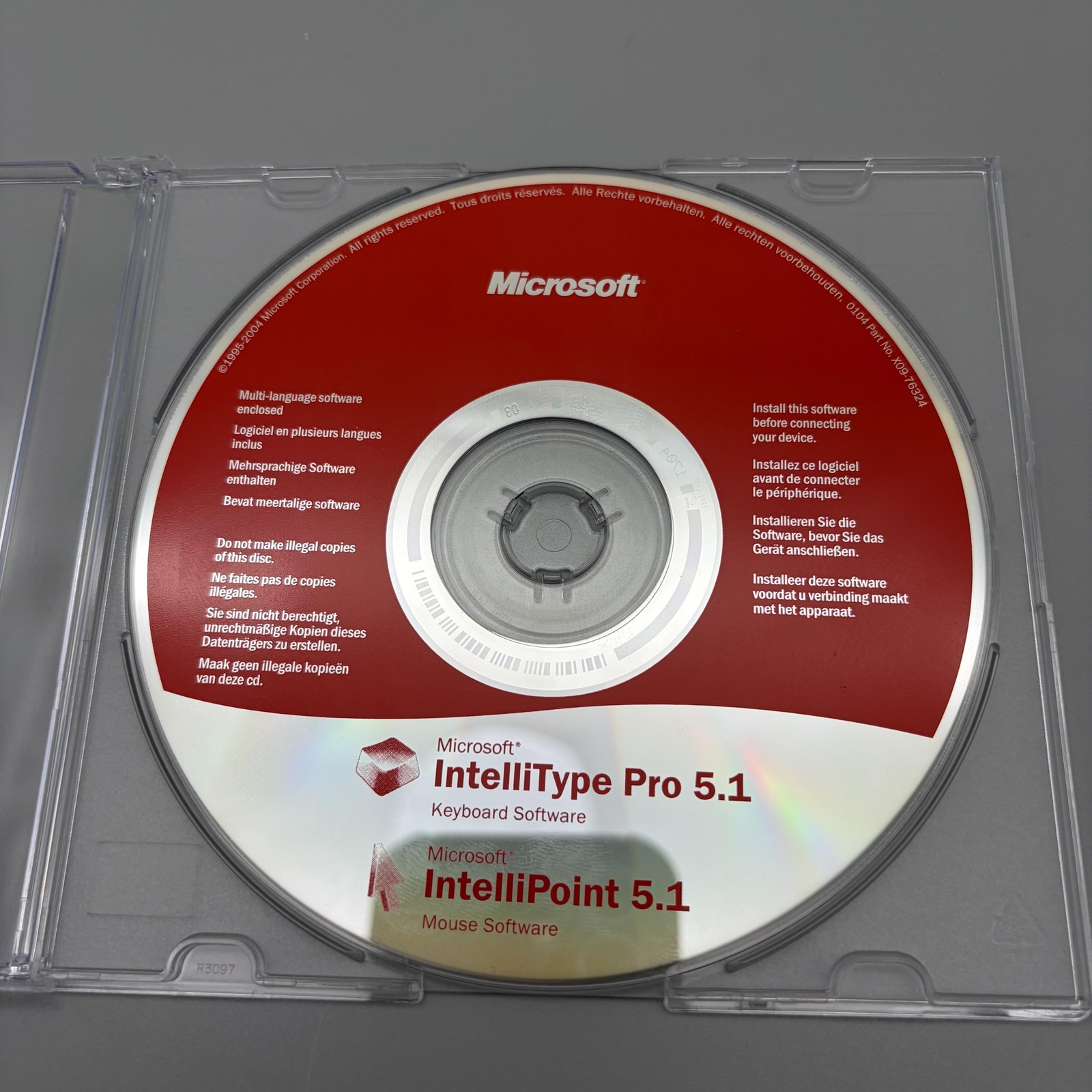 Vintage 2004 Microsoft IntelliType Pro & IntelliPoint 5.1 Keyboard Mouse CD-ROM