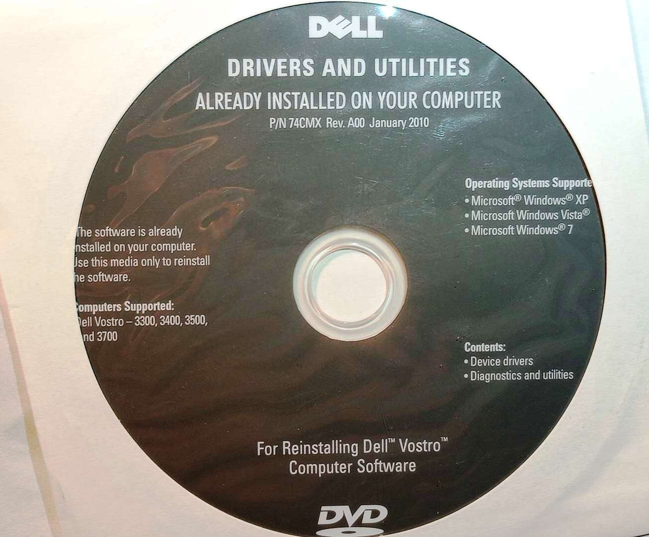 Dell Drivers Utilities Install / Restore DVD for Vostro 3300 3400 3500 3700