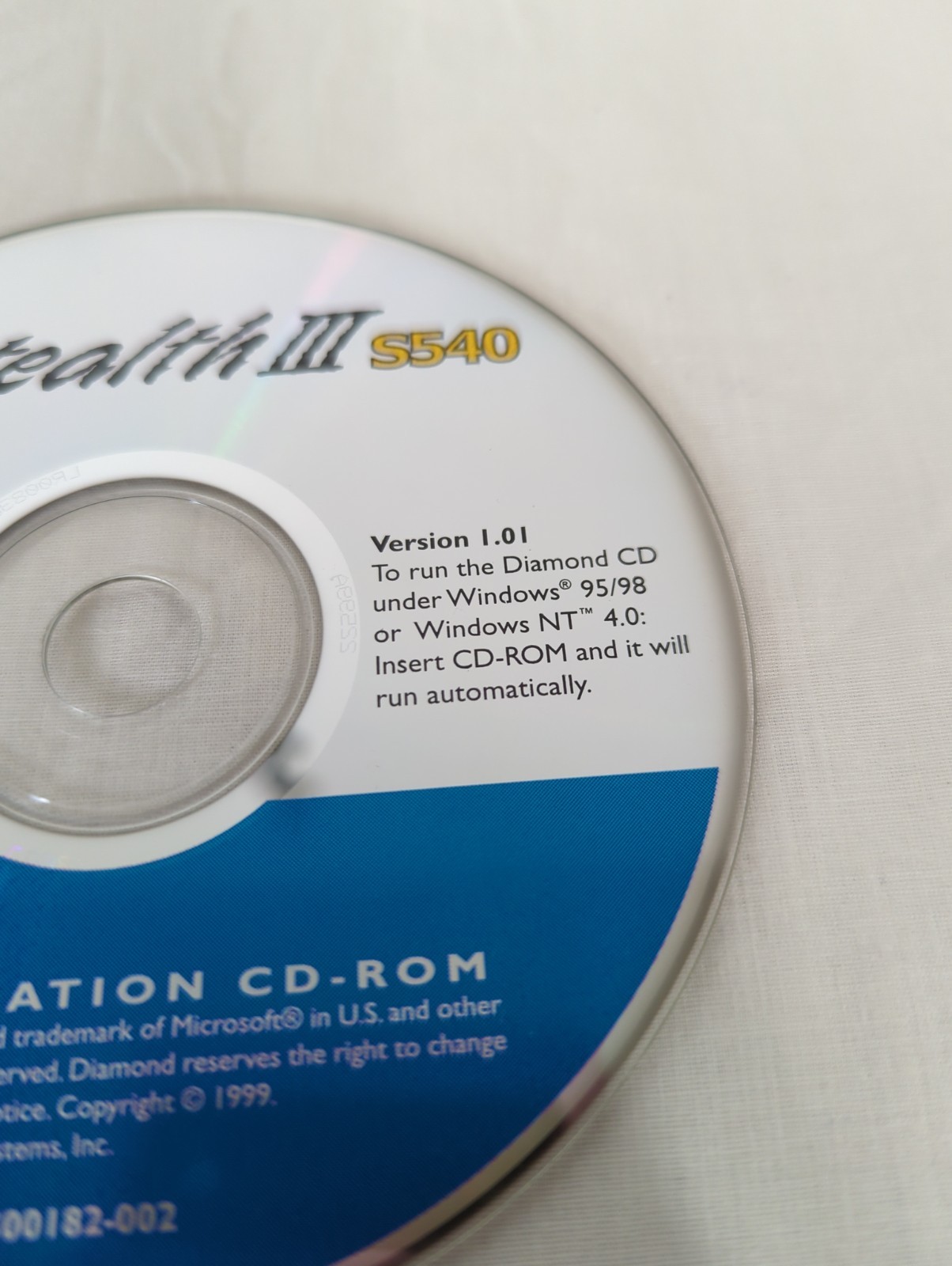 Diamond Stealth III S540 Version 1.01 Windows 9 I5/98 or NT Installation CD ONLY