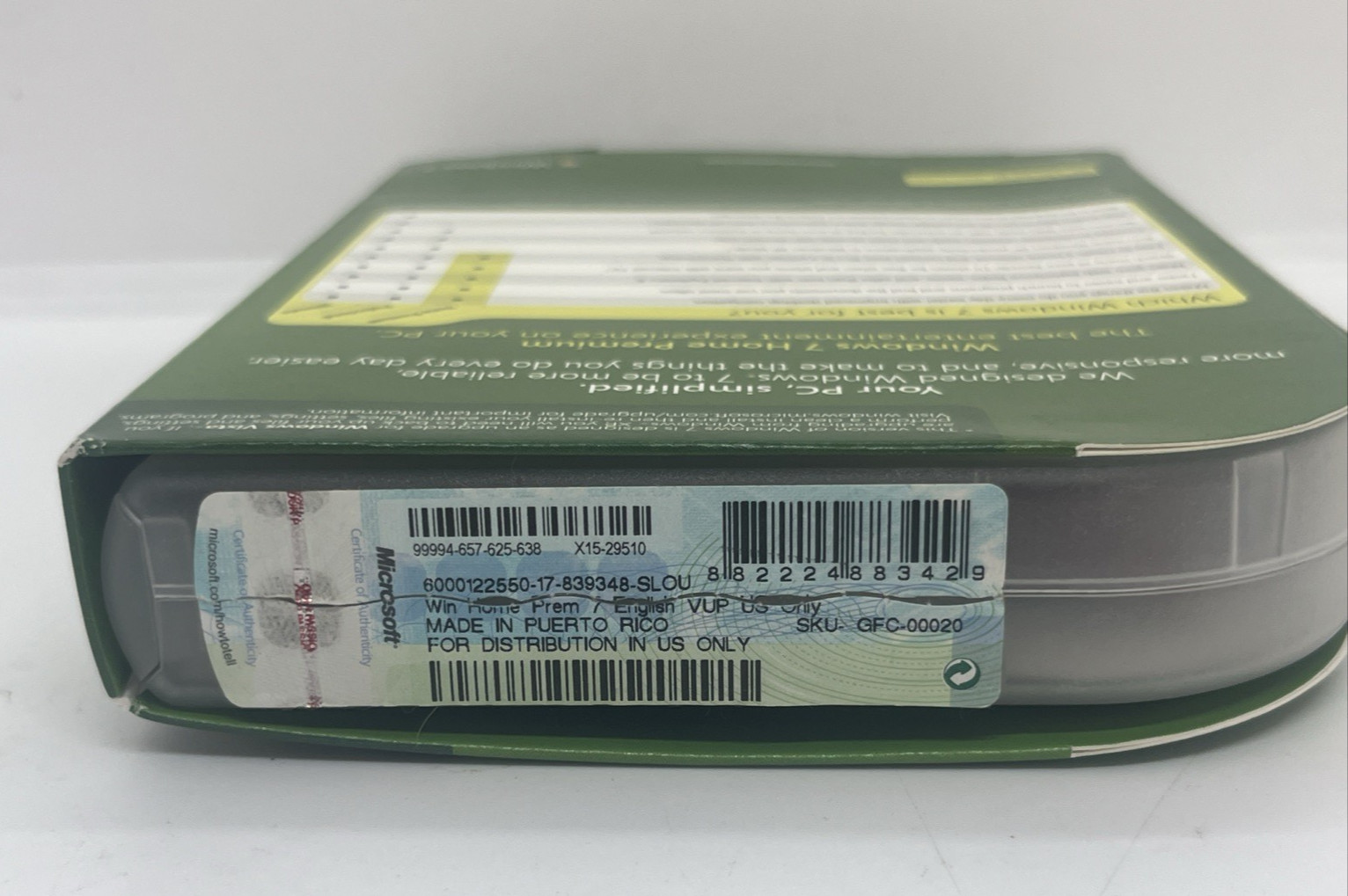 Microsoft Windows 7 Home Premium Upgrade 32 & 64 Bit DVDs MS WIN GFC-00020