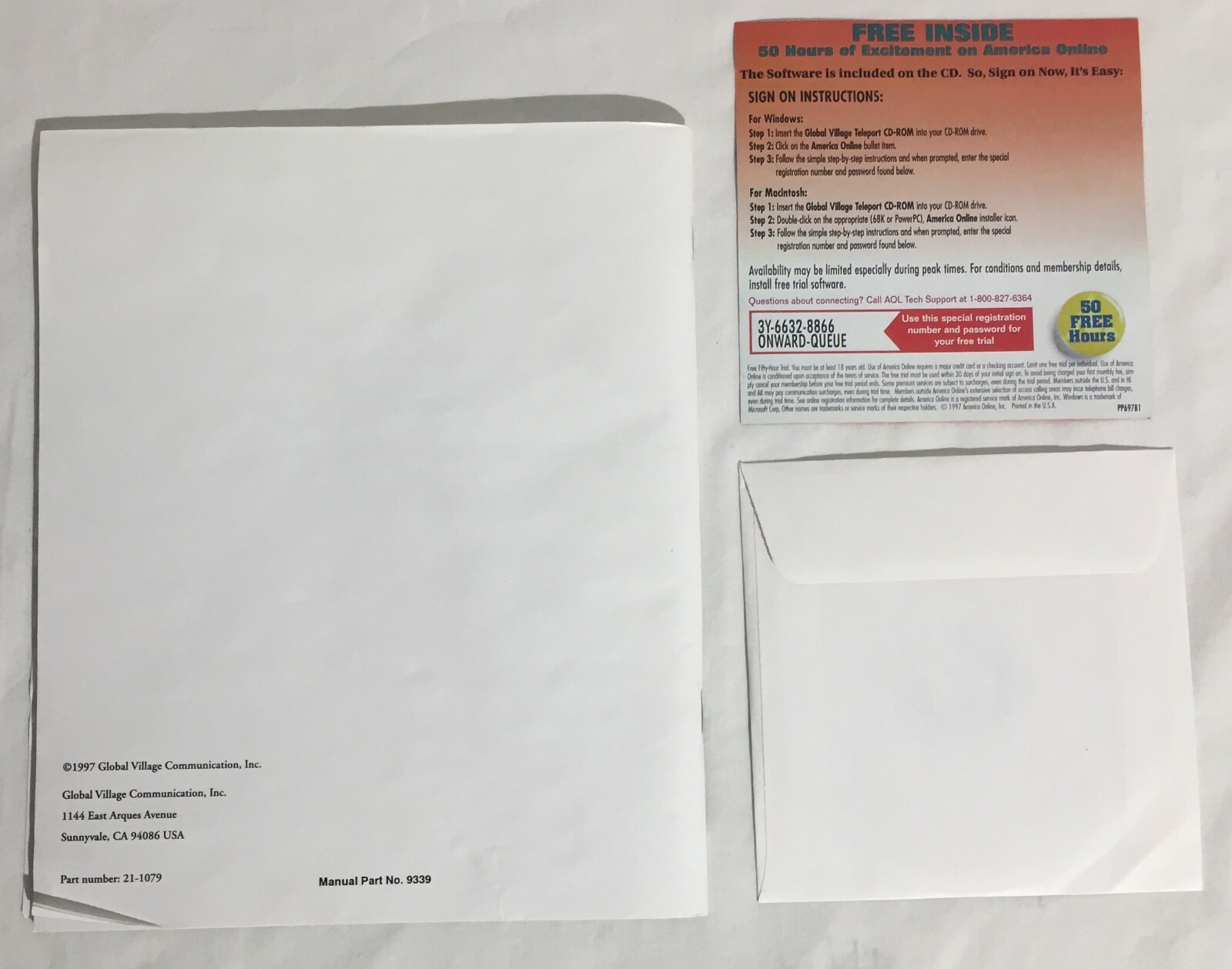 Vintage CD-ROM Software & Manual For Global Village Teleport 56k Modem Macintosh
