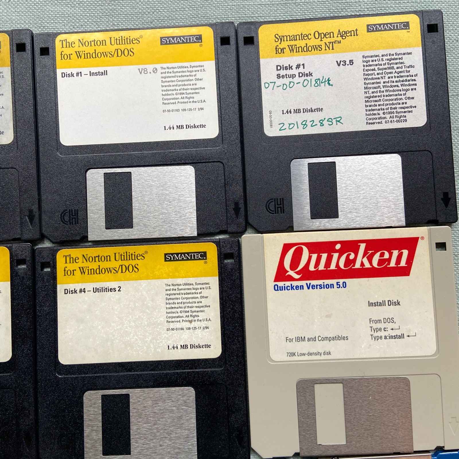 Vintage Software Lot 3.5” Norton Utilities 8.0 Symantec Quicken 5.0 DOS 1994 Win
