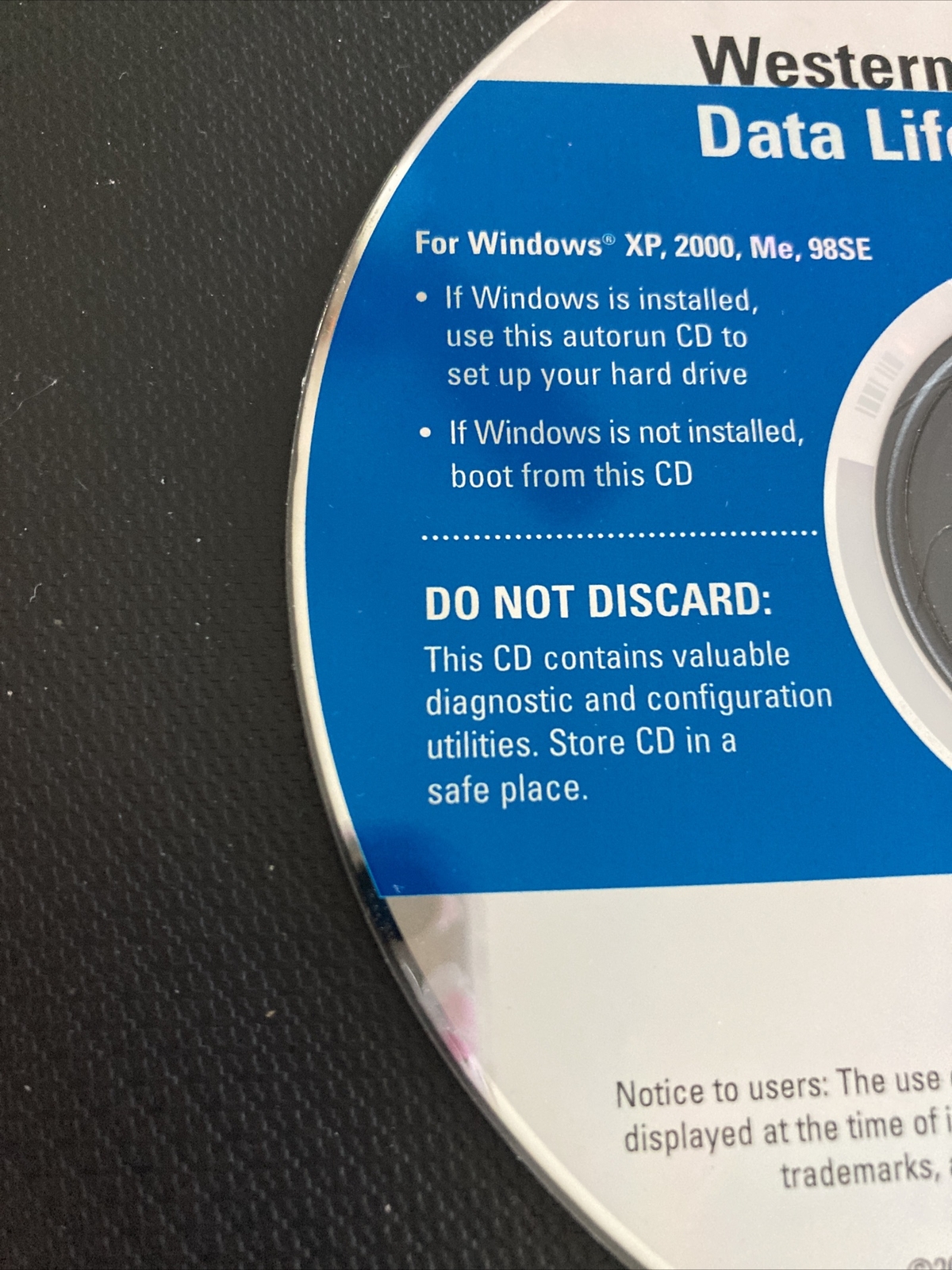 Western Digital Data Lifeguard Tools v 11.1 CD for Windows XP, 2000, ME, 98SE