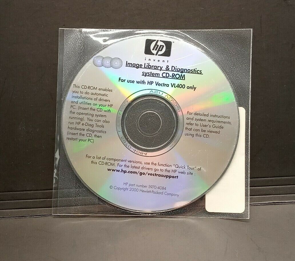 HP 5970-4084 VECTRA VL400 DRIVERS & UTILITIES IMAGE LIBRARY & DIAGNOSTIC CD-ROM