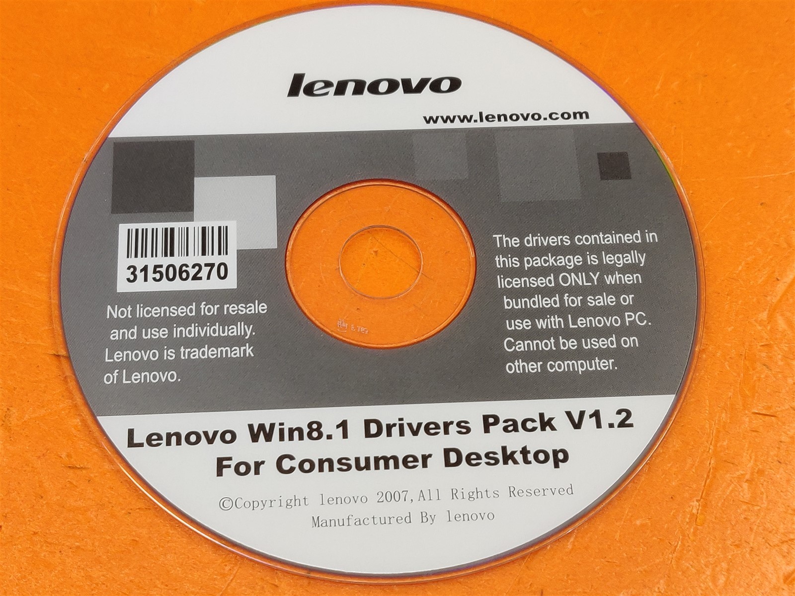 ⭐️⭐️⭐️⭐️⭐️ PC Software – 2007 Lenovo Win8.1 Desktop Drivers Pack V1.2 CD Disc