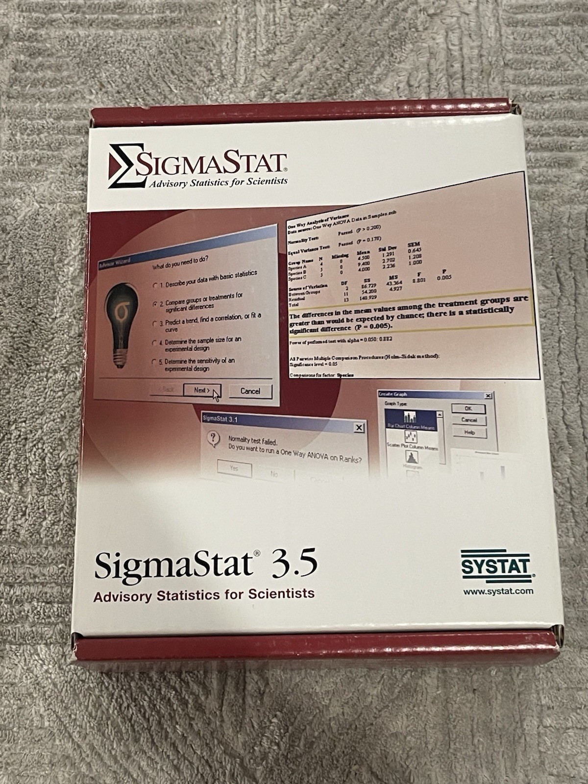 SYSTAT Sigmastat 3.5 Advisory Statistics for Microsoft Windows XP, 2000, NT 4.0