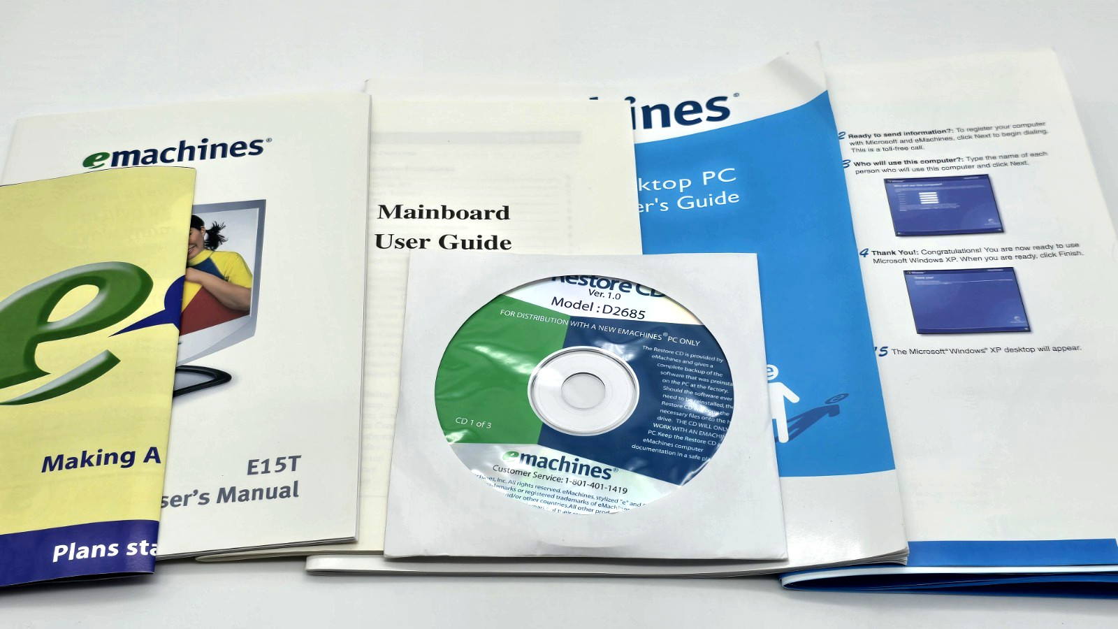 eMachine Model D2685 Restore CD Set Brand New + Various Documentation