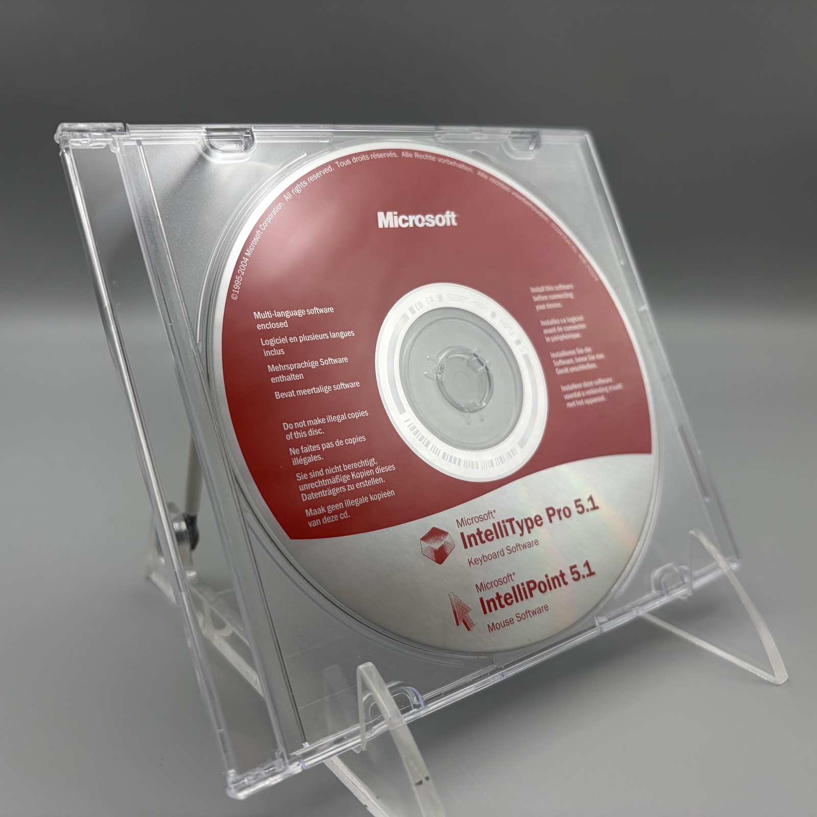 Vintage 2004 Microsoft IntelliType Pro & IntelliPoint 5.1 Keyboard Mouse CD-ROM