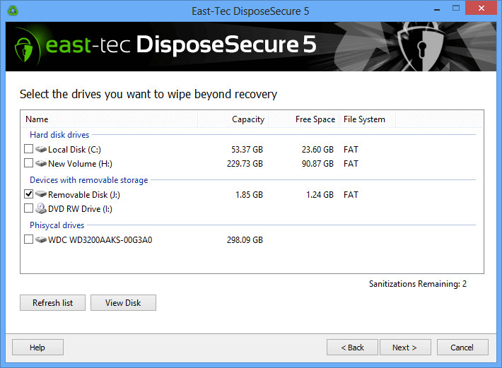 EastTec DisposeSecure, Erase any Hard Drive or Computer Partition Securely