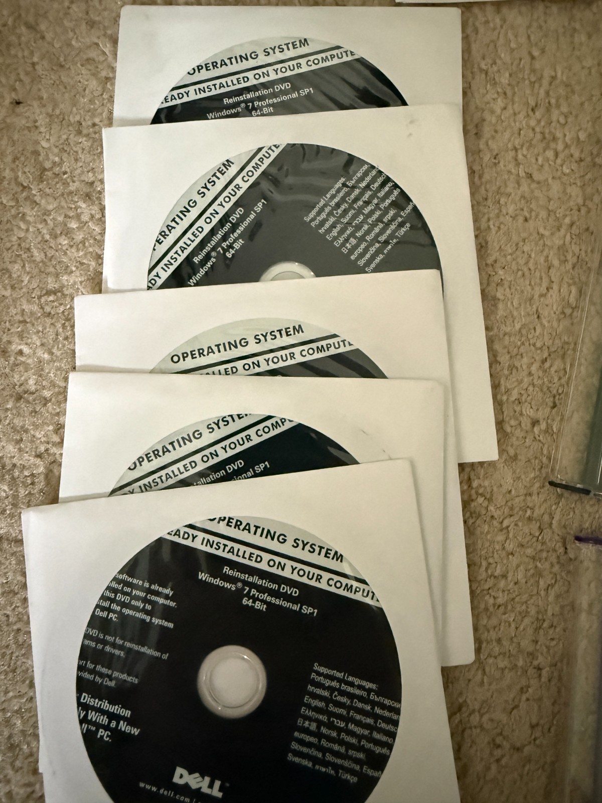 Lot of 19 OEM Dell Reinstallation cd dvd , Vista, 7, 8, 10 32b 64b Pro