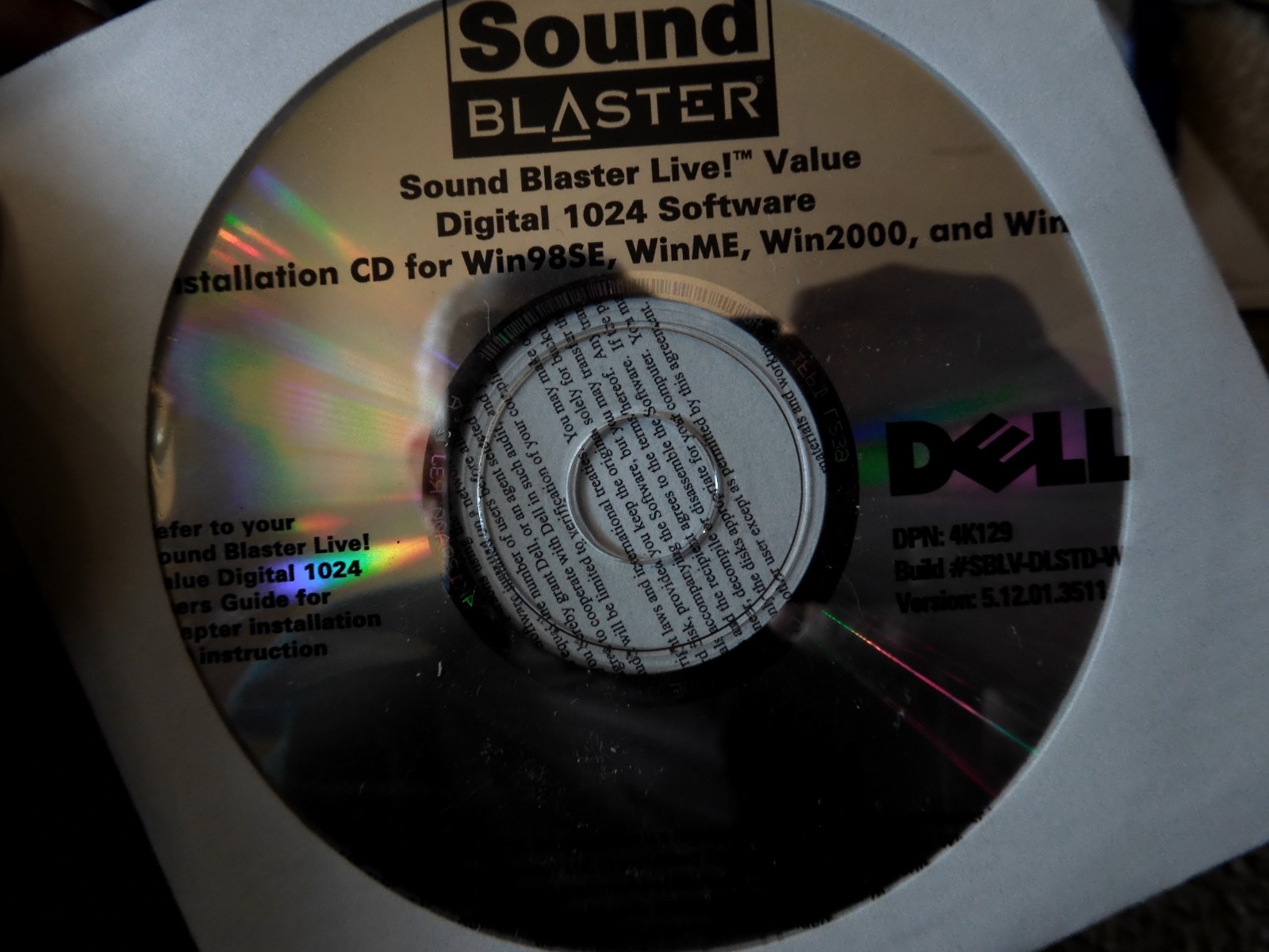 Dell Sound Blaster Live Value Digital 1024 Software CD Windows 98SE/ME/2000/XP