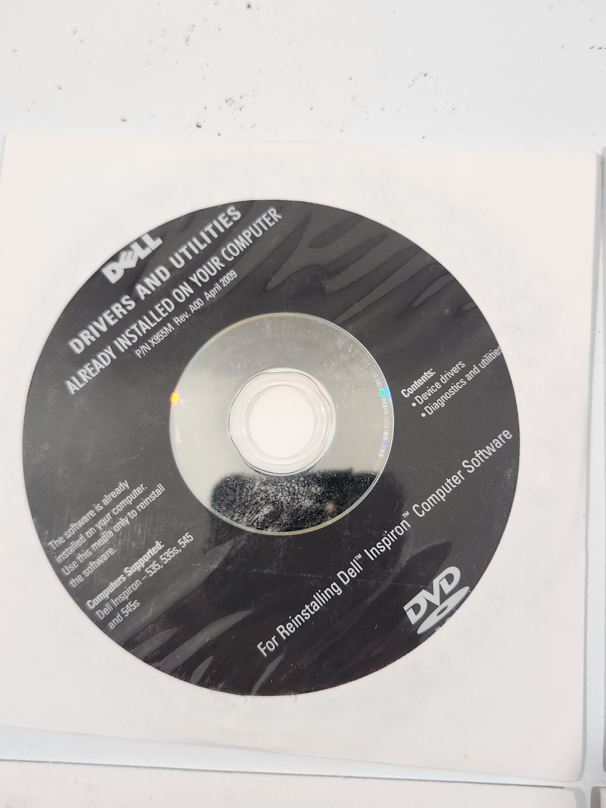 Dell Inspiron 1012 Drivers Utility Reinstall Disk, Works 9, ROXIO, word Perfect