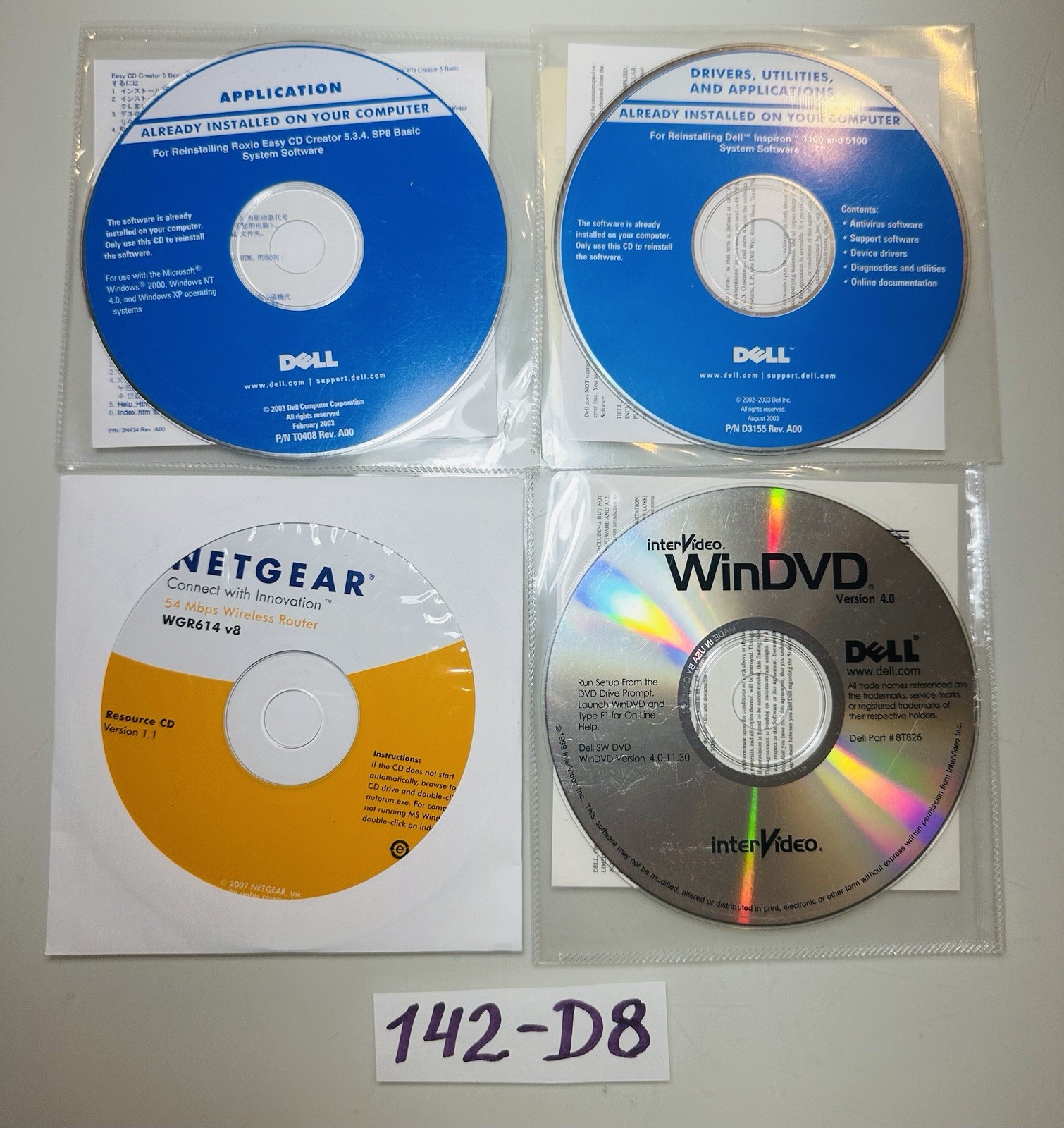 Dell OEM Software Application Drivers Utilities WinDVD + Netgear WGR614v8 Lot 4
