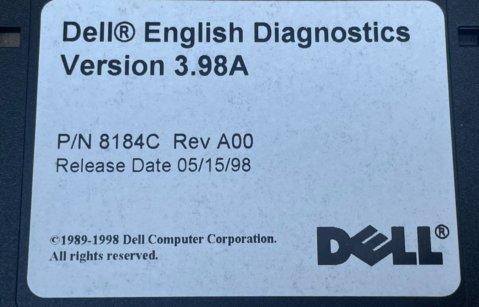 Dell English Diagnostics Version 3.98A P/N 8184C Rev A00