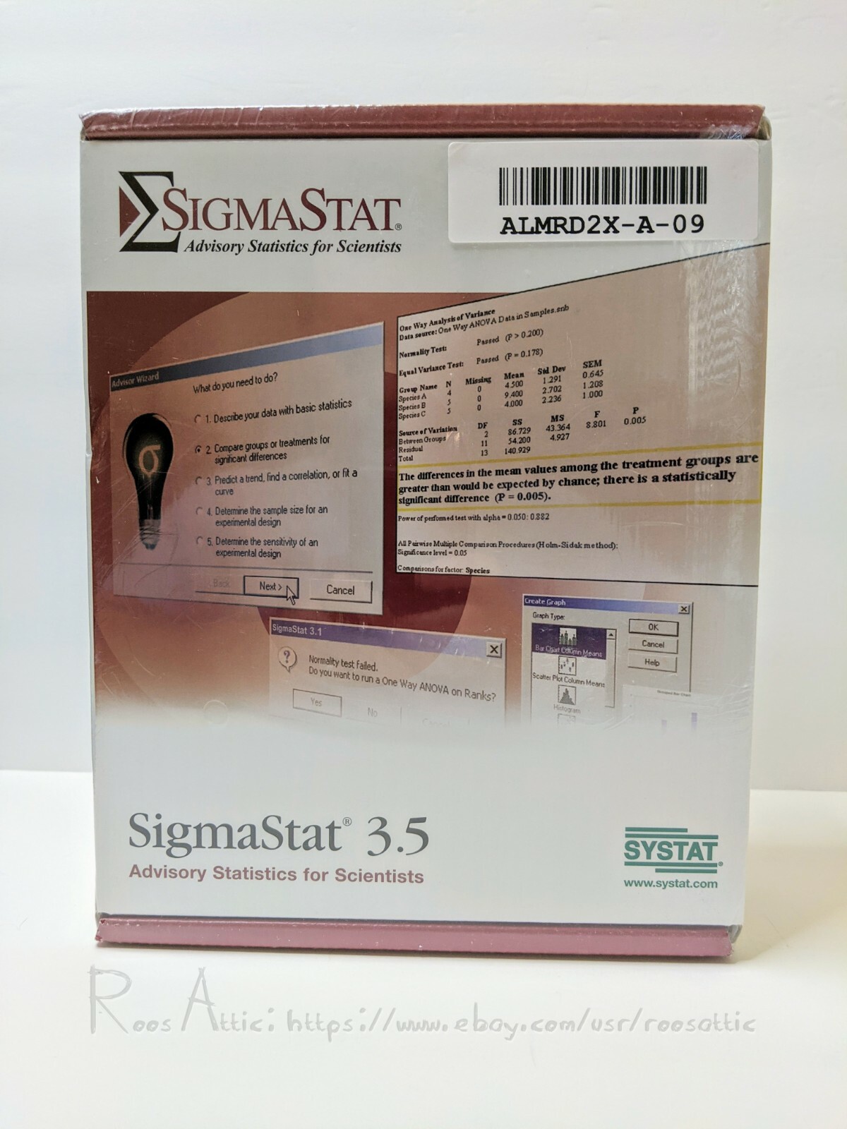 SYSTAT SigmaStat 3.5 Advisory Statistics for Scientist: Windows XP 2000 NT (NEW)