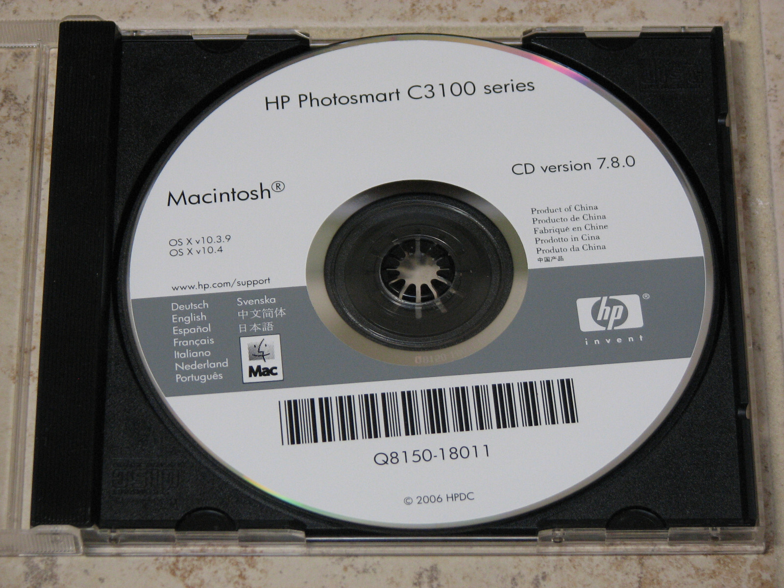 HP Photosmart C3100 Series, Printer Driver & Installation Disk – Macintosh