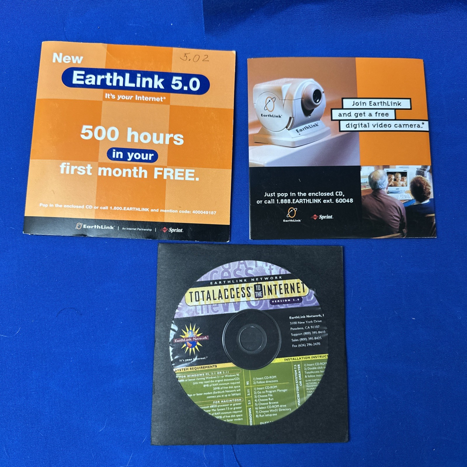 (3) Vintage Earthlink Internet Service Install CD’s Discs Software PC Window