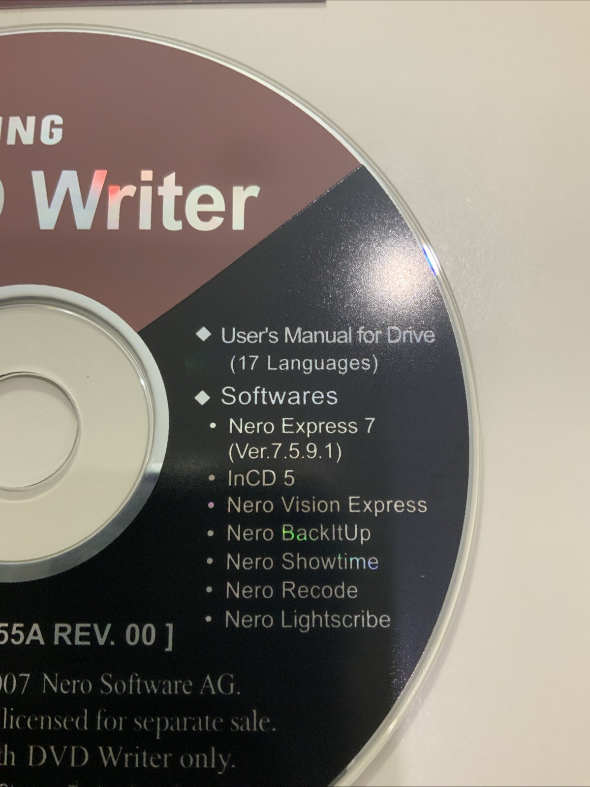 Samsung DVD Writer (PC 1996-2007) Nero – Disc Only Pre-owned