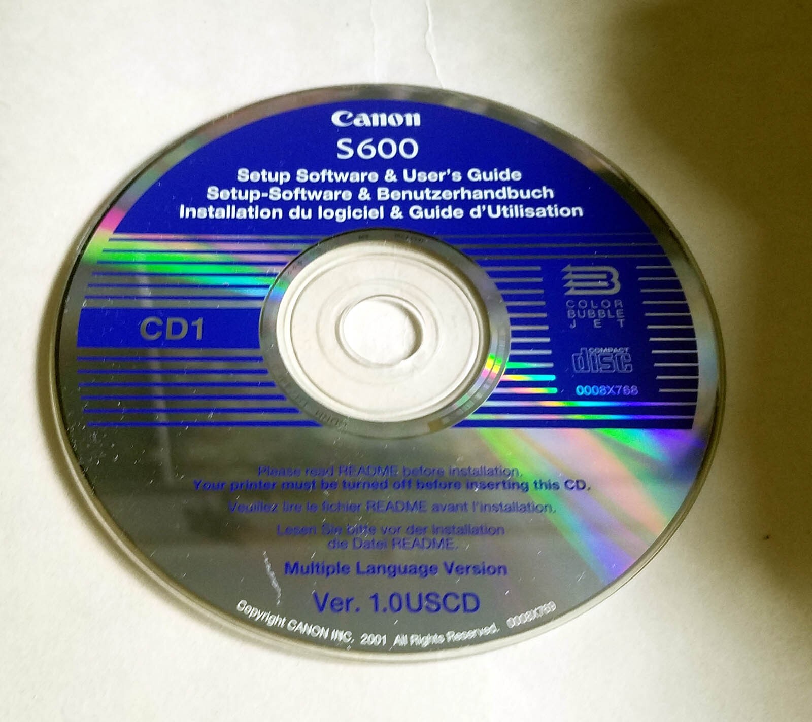 Canon S600 Printer Setup Software and User’s Guide Ver. 1.0