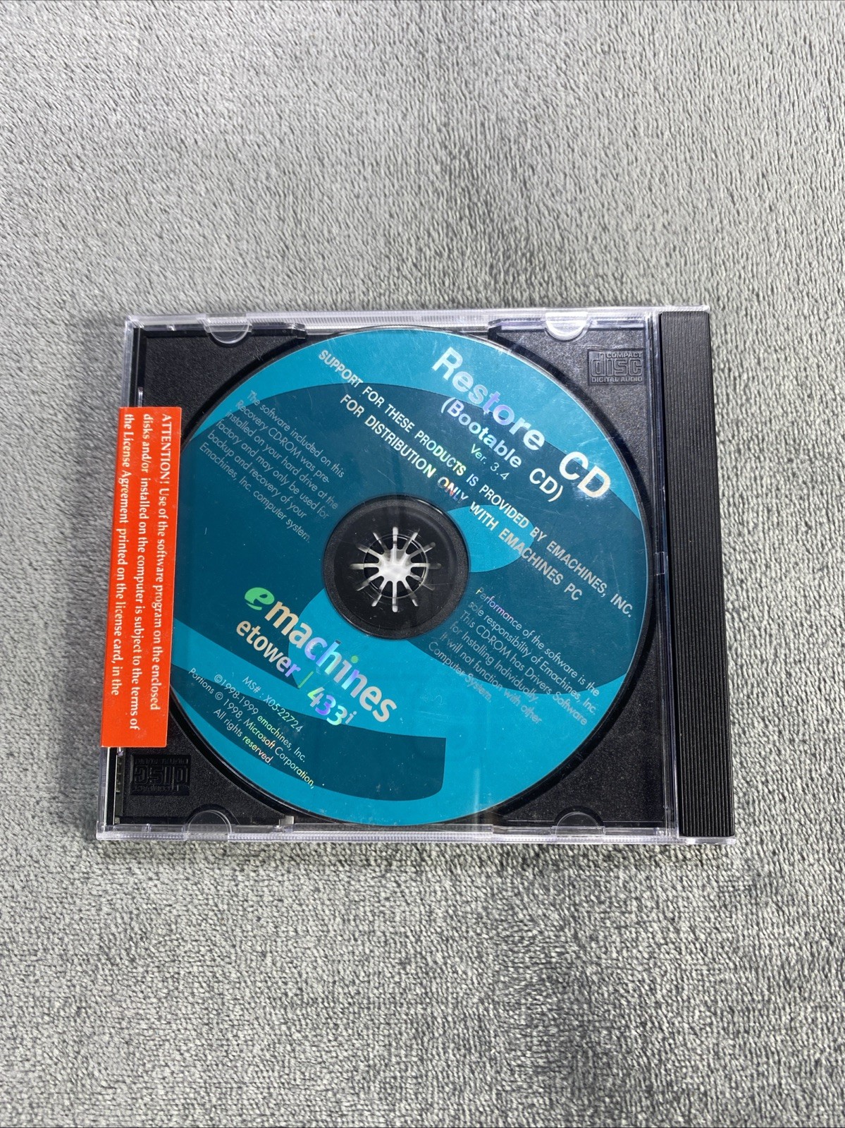 Emachines Ver 3.4 Restore CD (Bootable CD) 1998-1999 etower 433i Sealed NEW