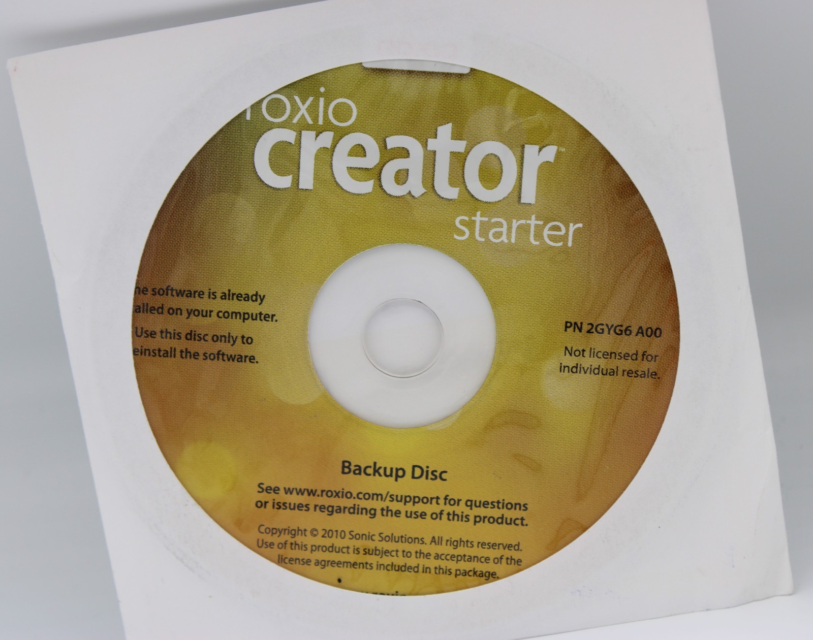 New Sealed Roxio Creator Starter Dell Edition Backup Disk 0GYD9F 2GYG6 A00 DVD