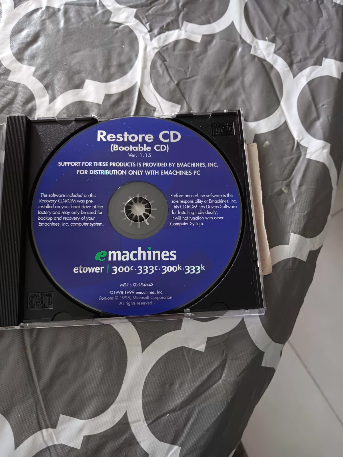 EMachines Ver 1.5 Restore CD (Bootable CD) 1999-2000