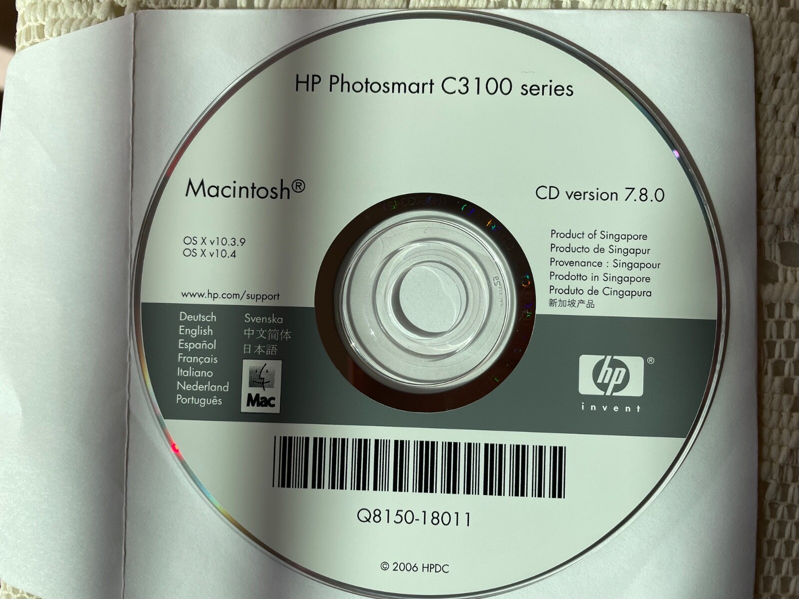 HP Photosmart C3100 series Driver Apple Macintosh Mac OS X v10.3.9 and OS X 10.4