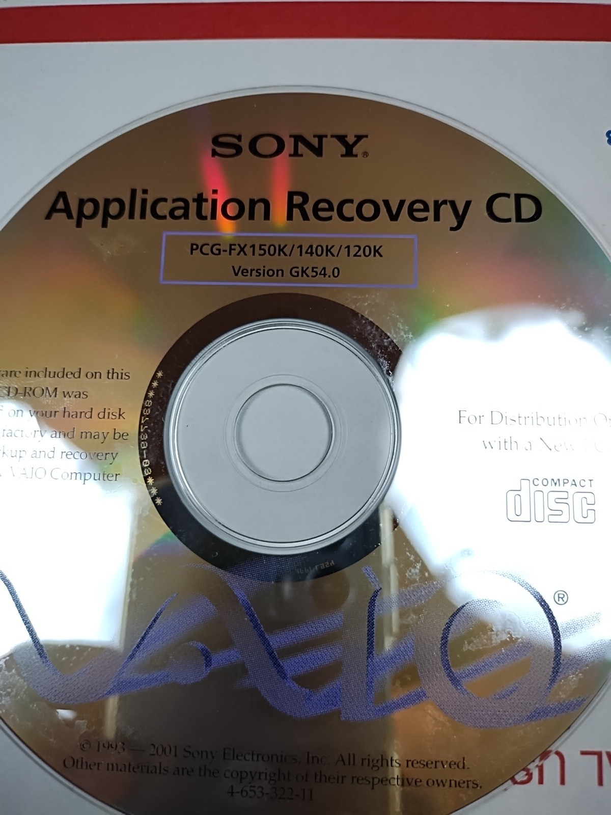 PCG-FX150K 140K Recovery Computer Sony CDs CD-ROMS System Restore VAIO Desktop
