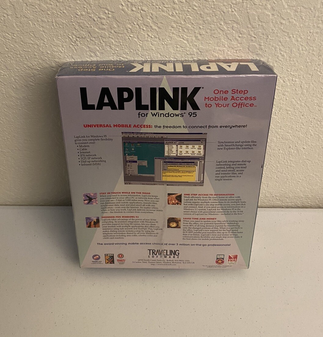 Vintage LapLink for Windows 95 NEW Sealed Box Traveling Software Promo NFR