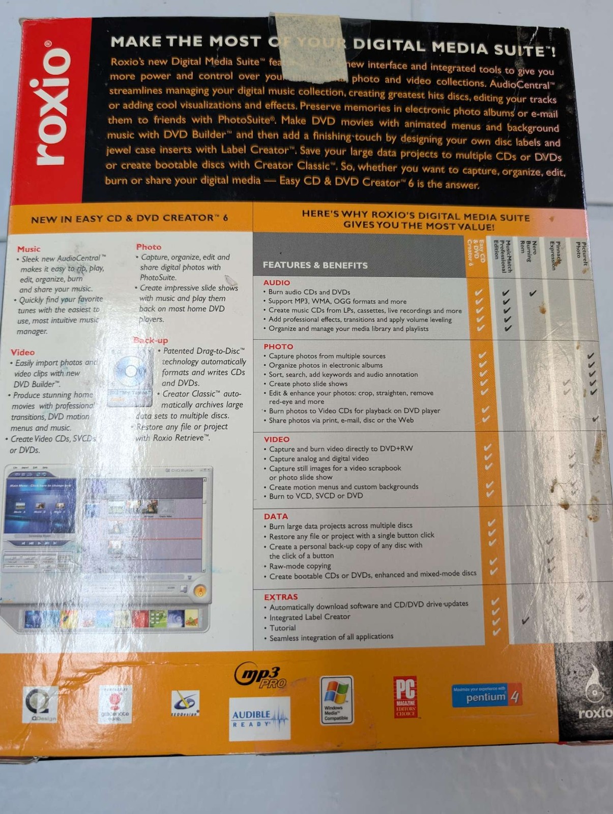 Roxio Easy CD & DVD Creator 6 Platinum Edition Digital Media Suite Windows