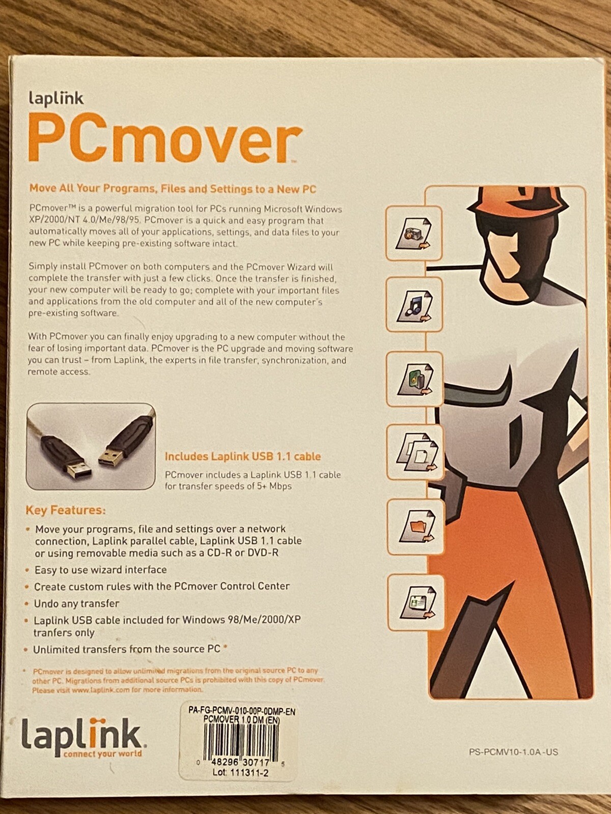 NEW Laplink PCmover 1 License PS-PCMV10-1.0A-US OLD VERSION