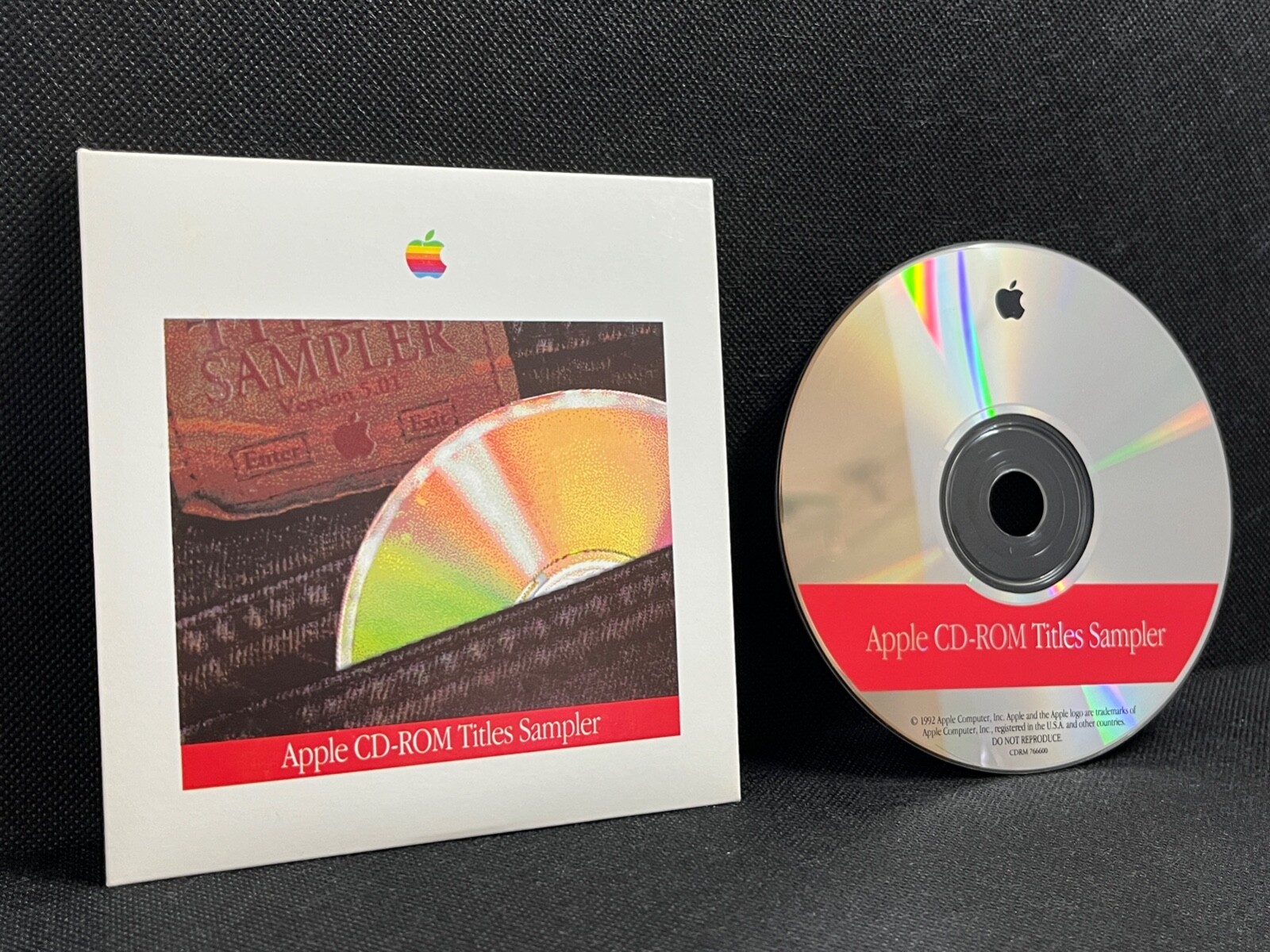 Rare, Vintage 1992 Apple Computer CD-ROM Titles Sampler, used, in paper case