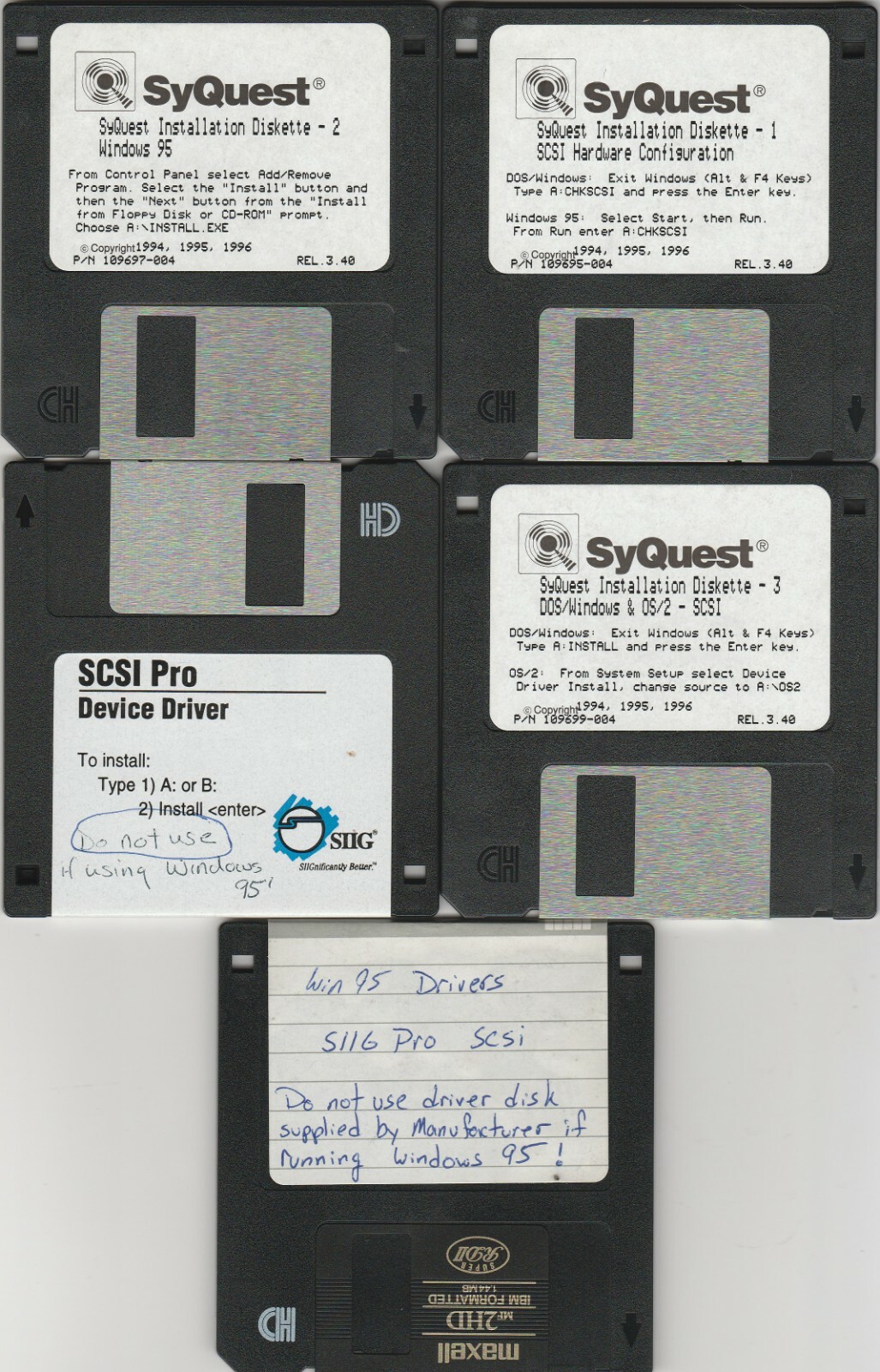 SyQuest SCSI Hardware Configuration + Pro ~ 3.5″ disks ~ 1996