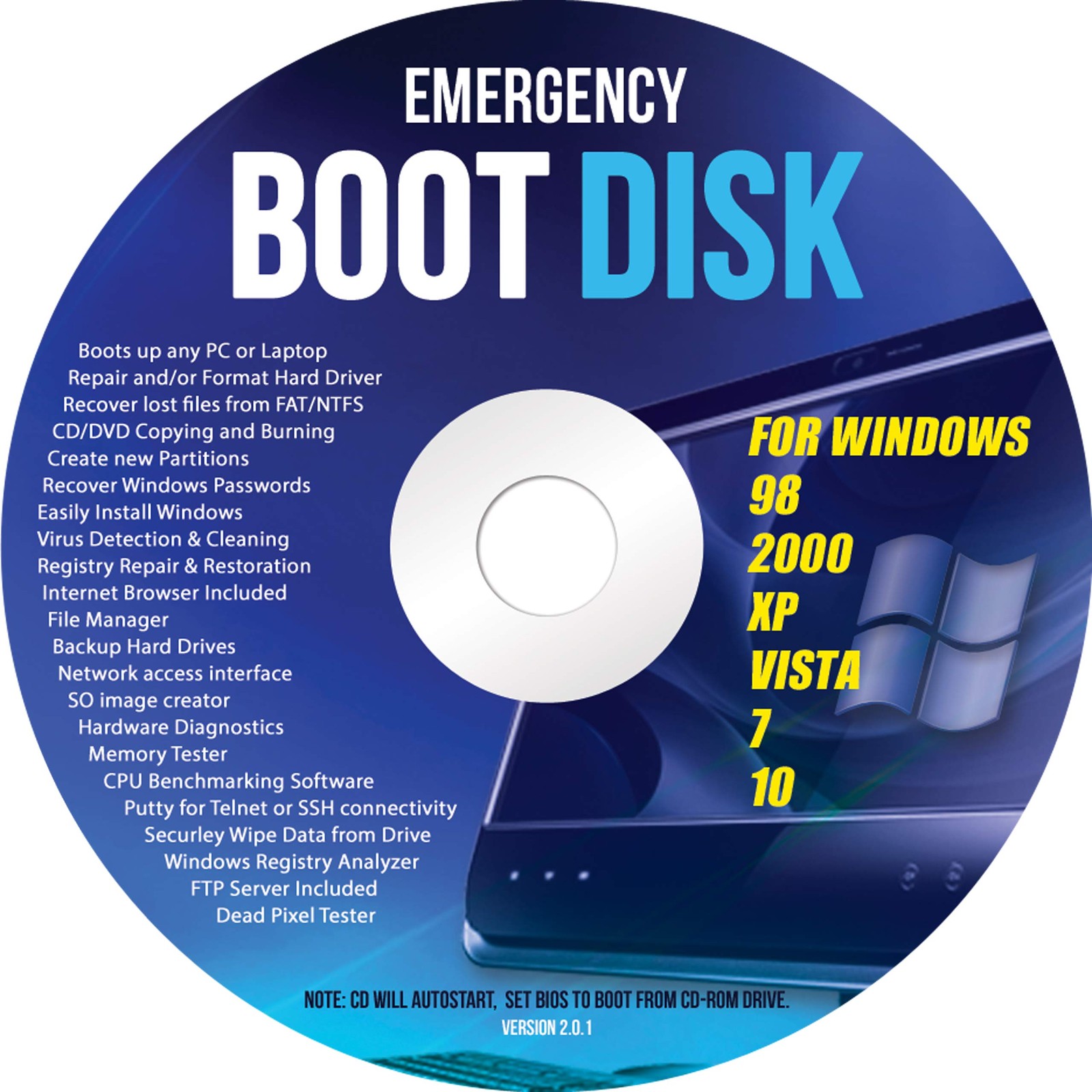 Windows Emergency Boot Disk for PC Repair DVD All in One Tool Latest Version