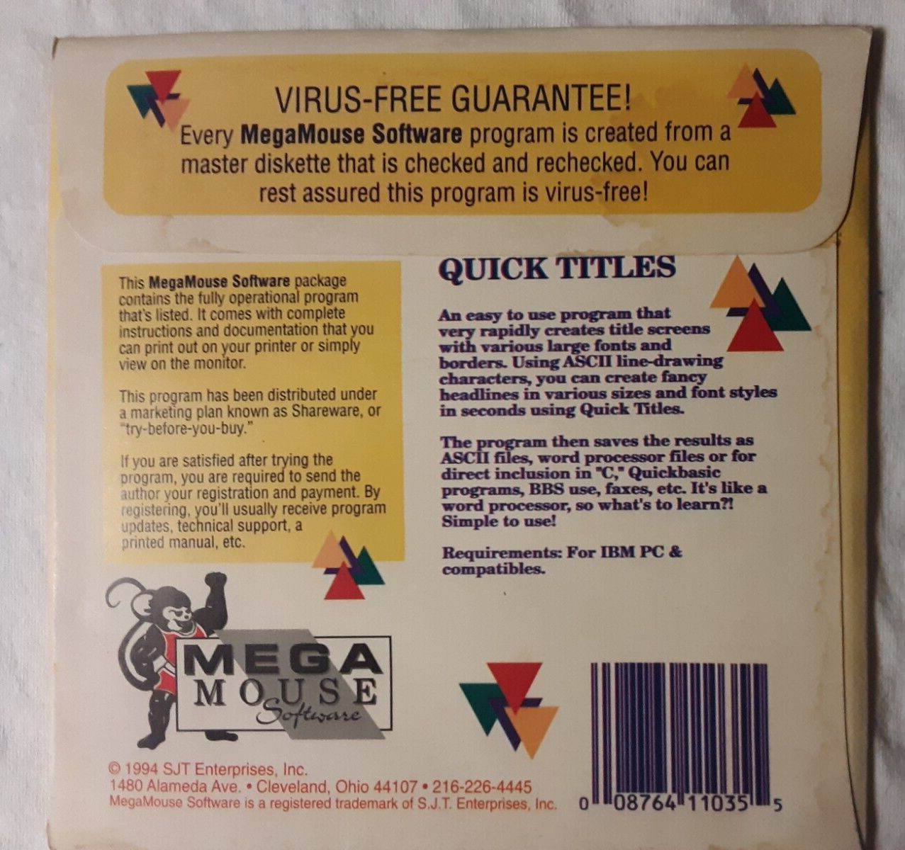 Quick Titles retro 5.25″ floppy disk FREE SHIPPING create screens 1994 SEE NOTE