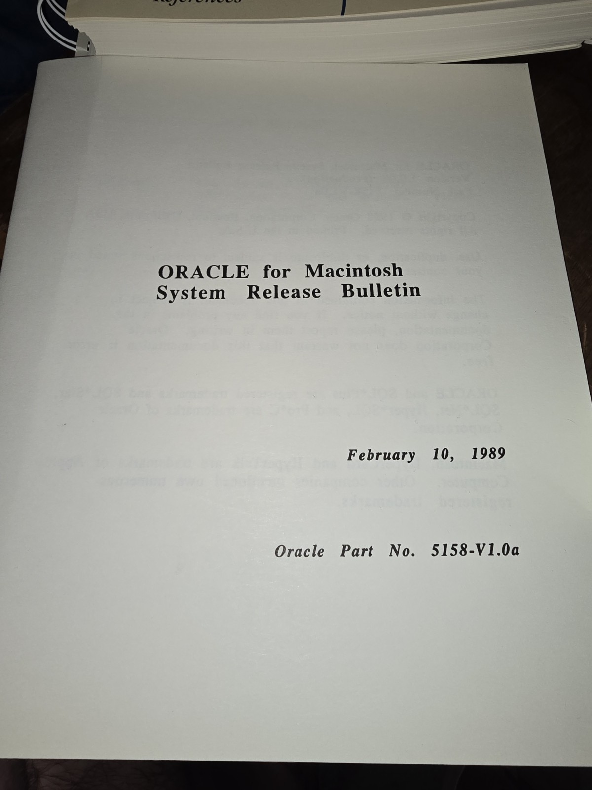 Oracle for Macintosh Developer’s Kit v1.0a (1988–1989) – Complete • UNUSED!