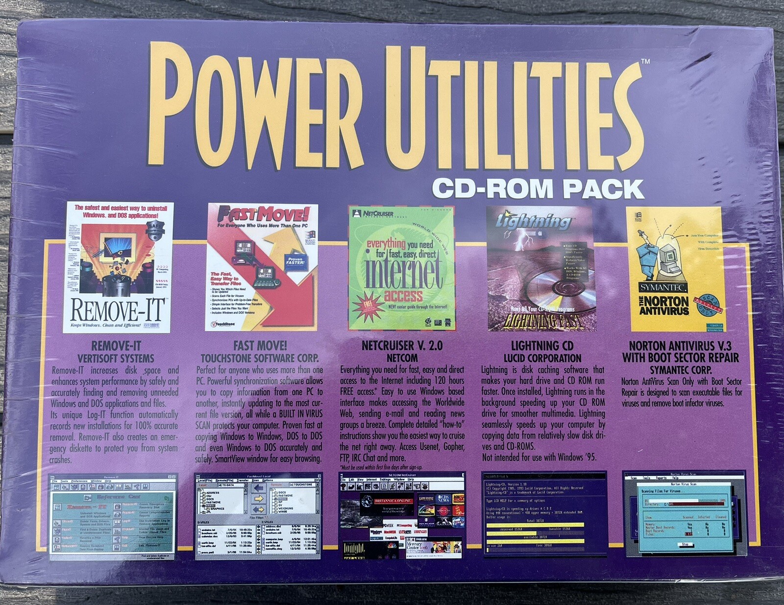 Power Utilities CD-ROM Pack, W 3.1 + / DOS 3.1 / 4.0 +, Slash, 1995, New, Sealed