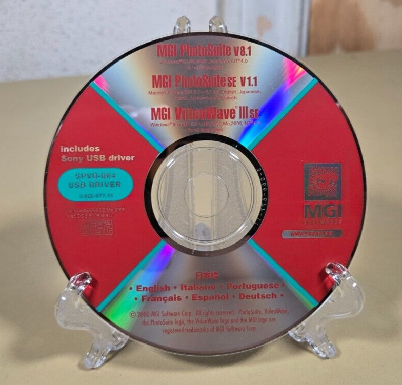 2000 Sony SPVD-004 Driver Disc MGI Software Photo Suite 8.1 Bundle Windows Mac