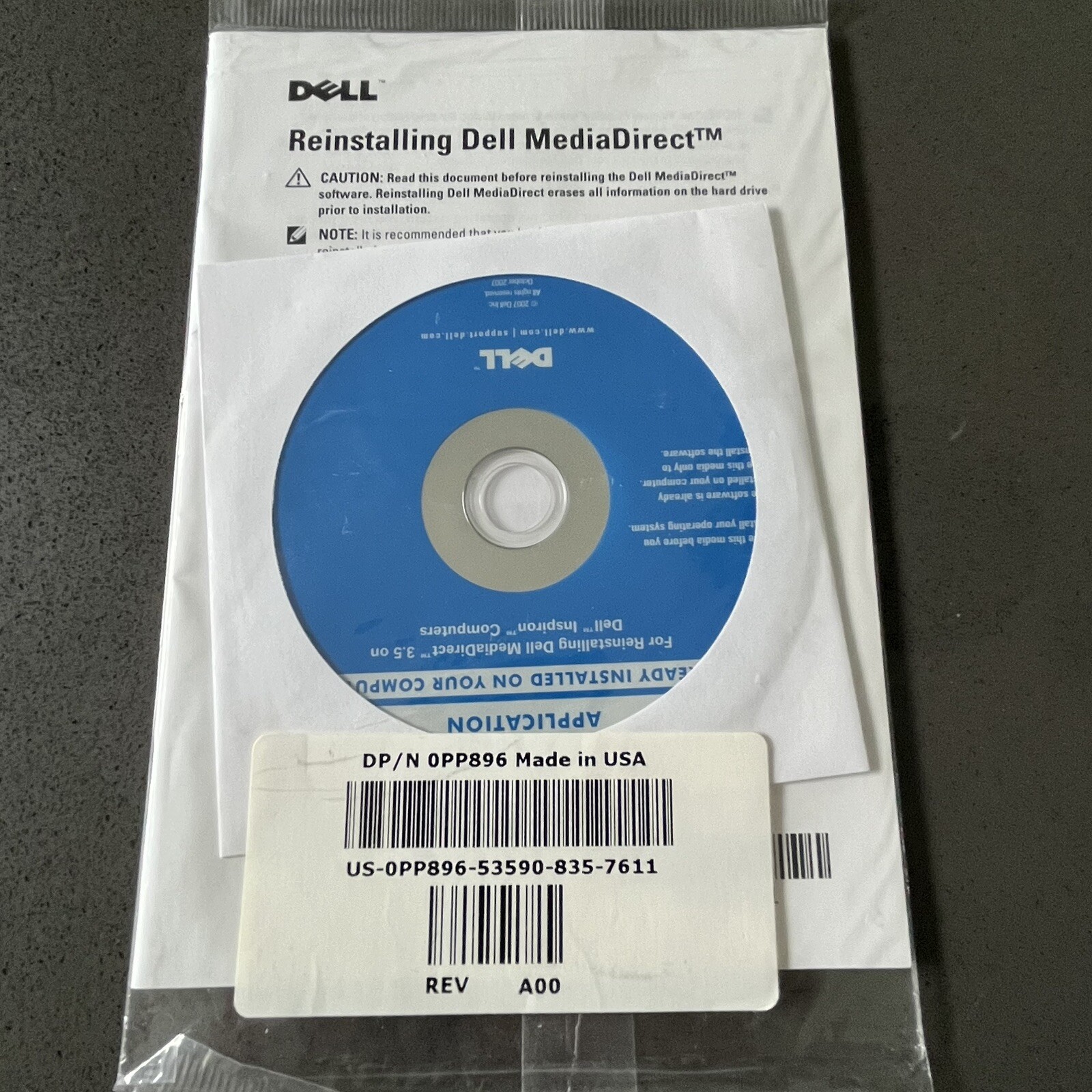 NEW! Dell MediaDirect 3.5 For Full Reinstallation, w/DVD & Manual. Free Ship