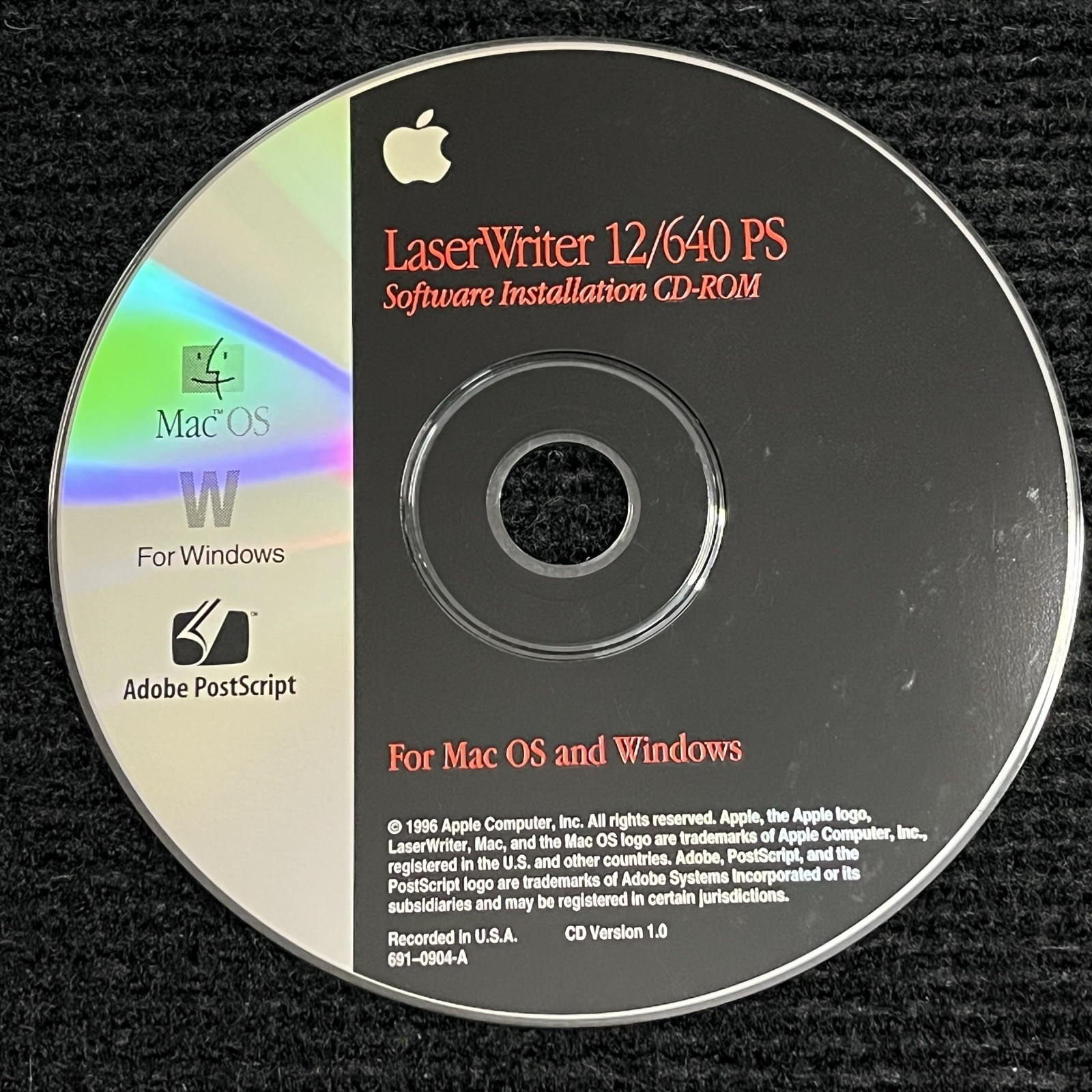 Laser Writer 12/640 PS Software Installation CD-ROM 1996 Apple For Mac OS Window