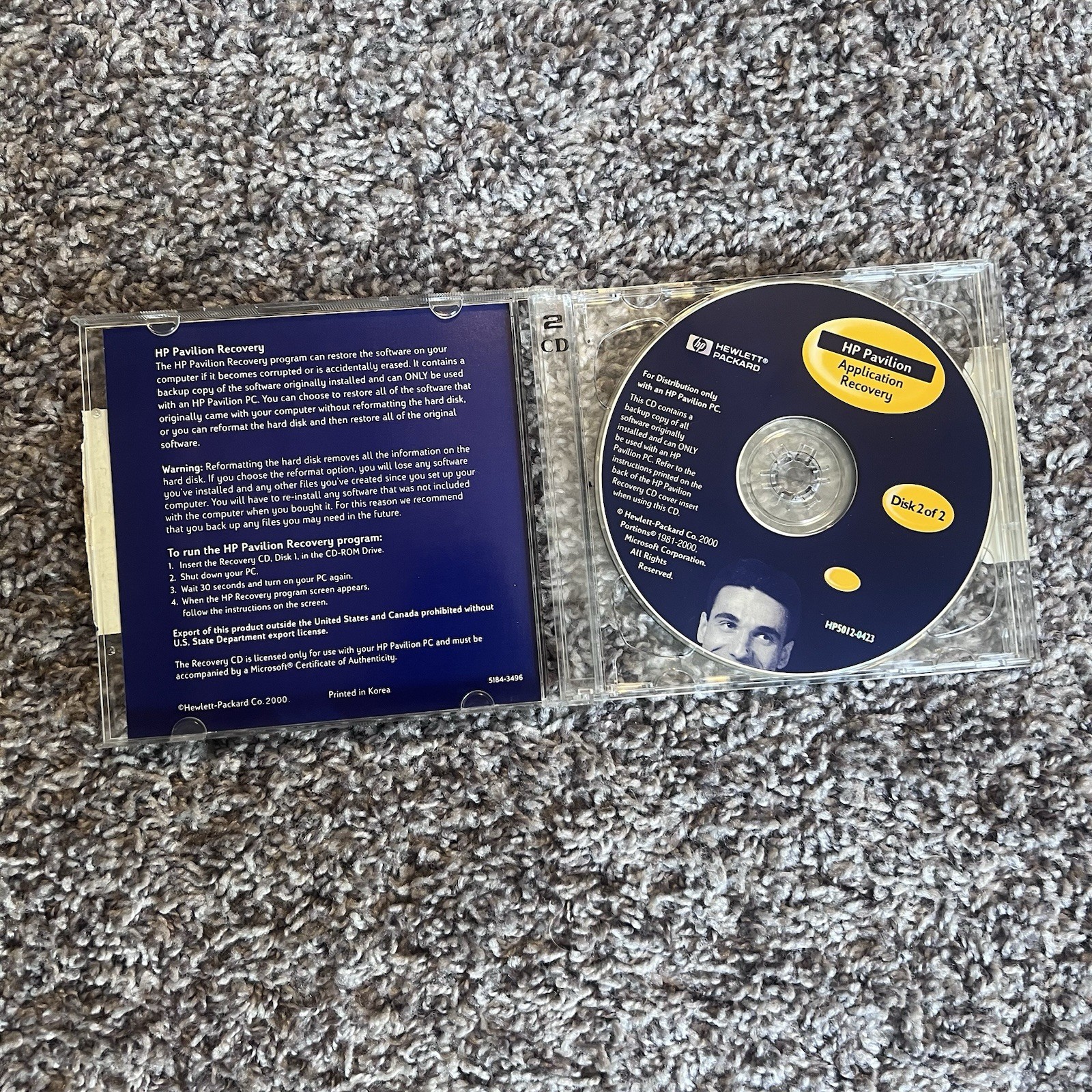 HP Pavilion Recovery CD Set 5184-3496 Windows XP MCE a1000 Series 1990s