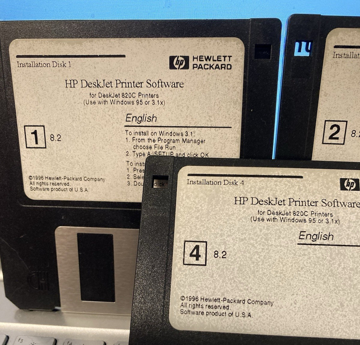 Hewlett Packard HP Deskjet Printer Software 820C Series 3.5” Floppy Disks 1-5