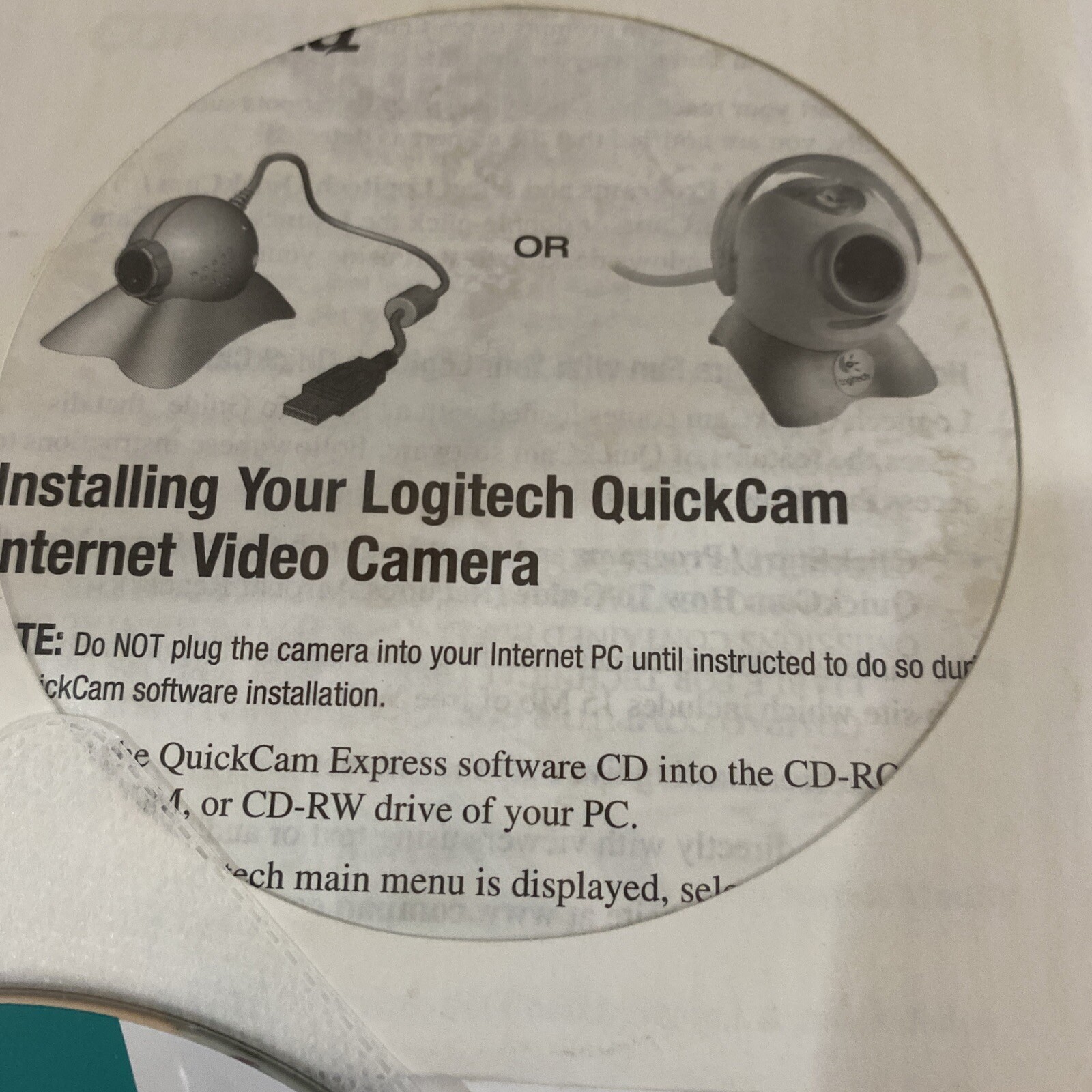 Logitech Webcam Software V2.0 Install Disk and book