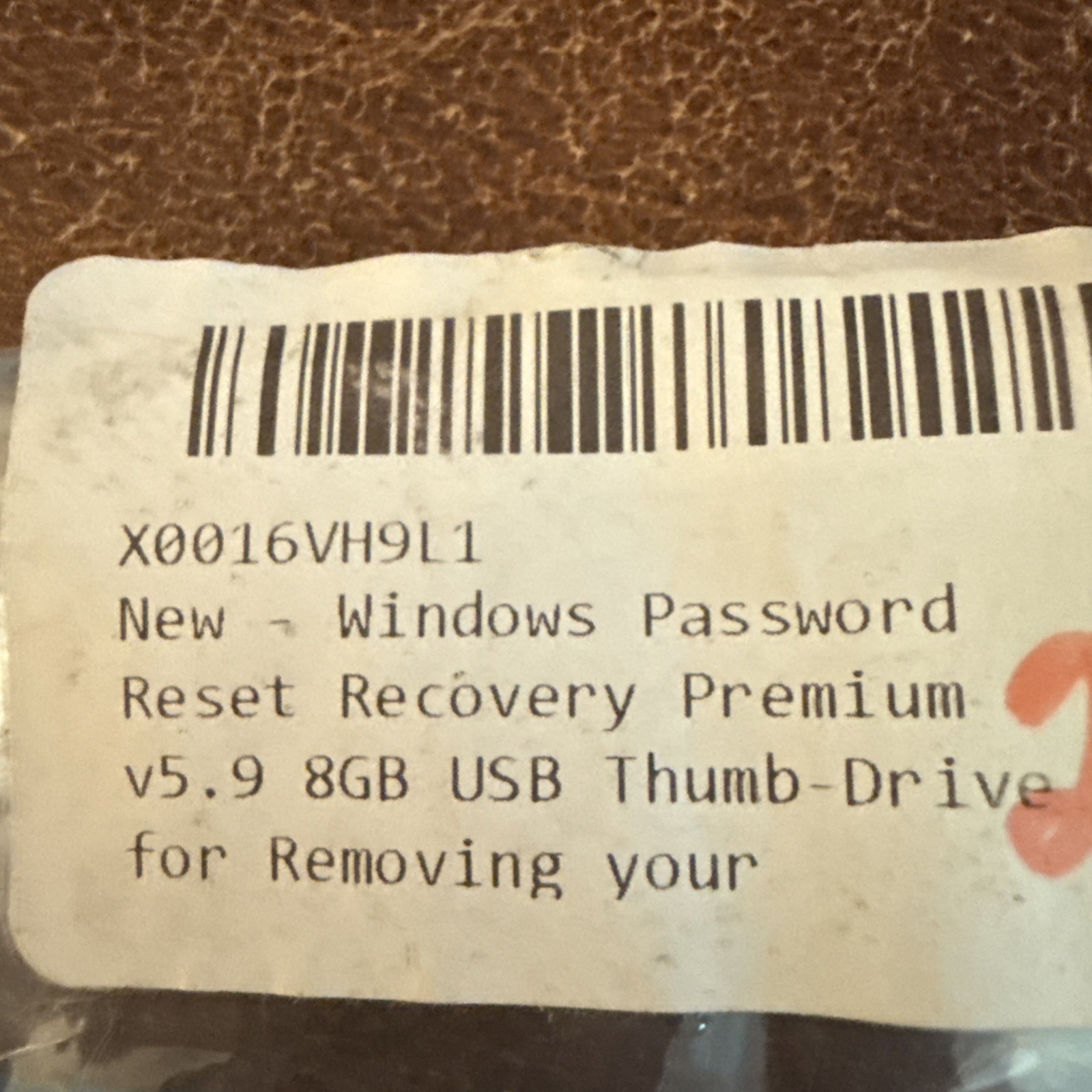 Windows Password Reset Recovery Premium V5.9. 8GB Thumb Drive X0016VH91