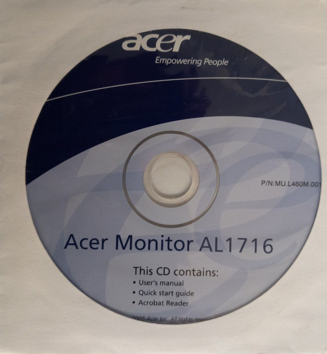 Acer Monitor CD And BOOK User’s Manual For AL2216W LCD Screen Great Shape