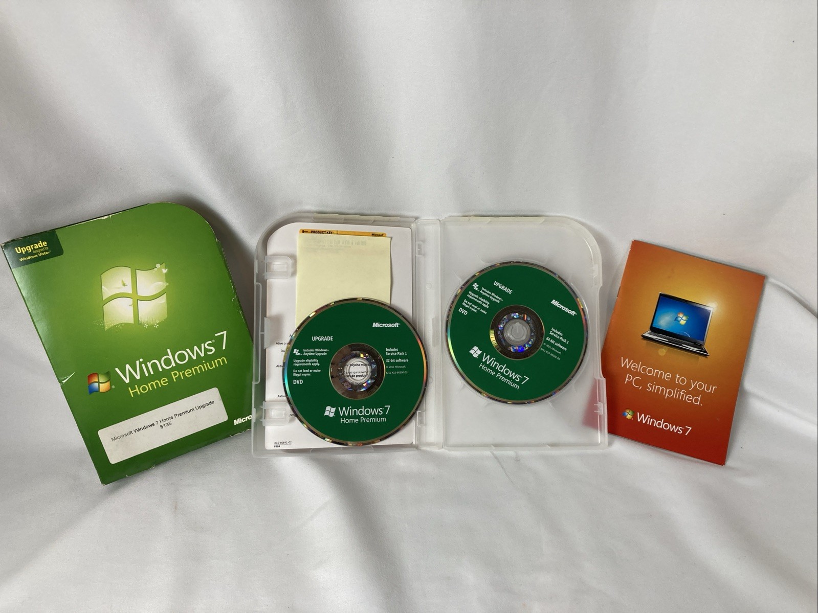 Microsoft Windows 7 Home Premium Upgrade 32 Bit & 64 Bit DVDs Complete w/ Key