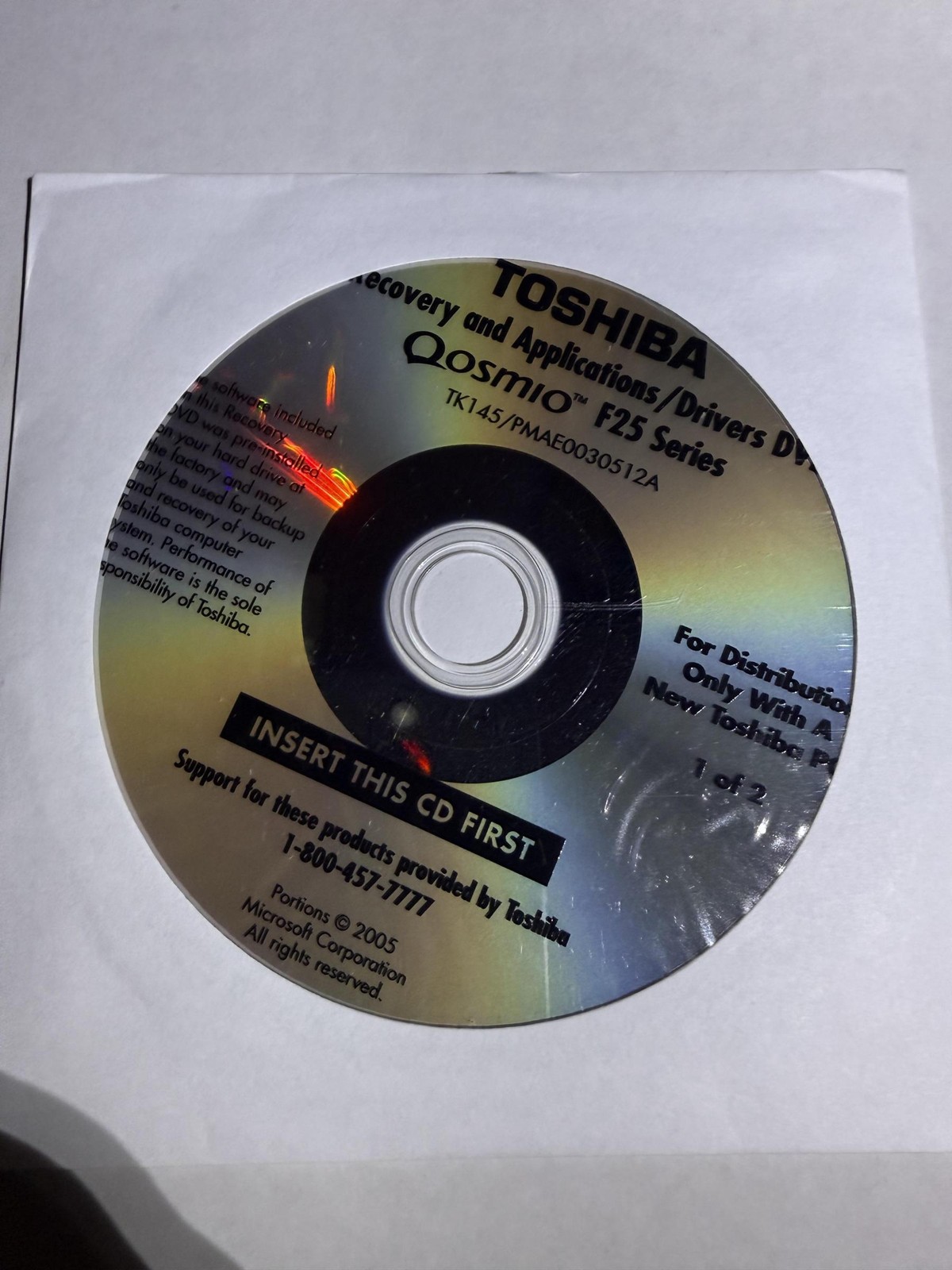 Toshiba Drivers Installation DVD Disk for Qosmio F25 Series Notebooks